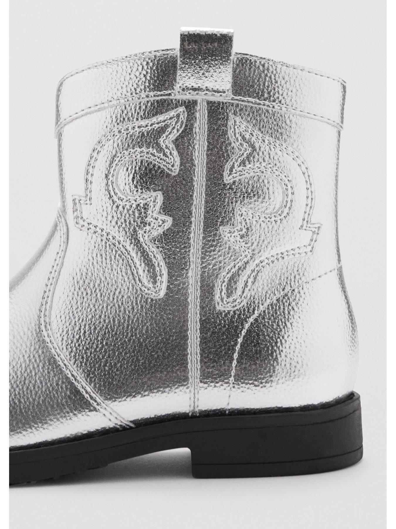 Mango Girls Metallic Western Boots Silver Very Ireland