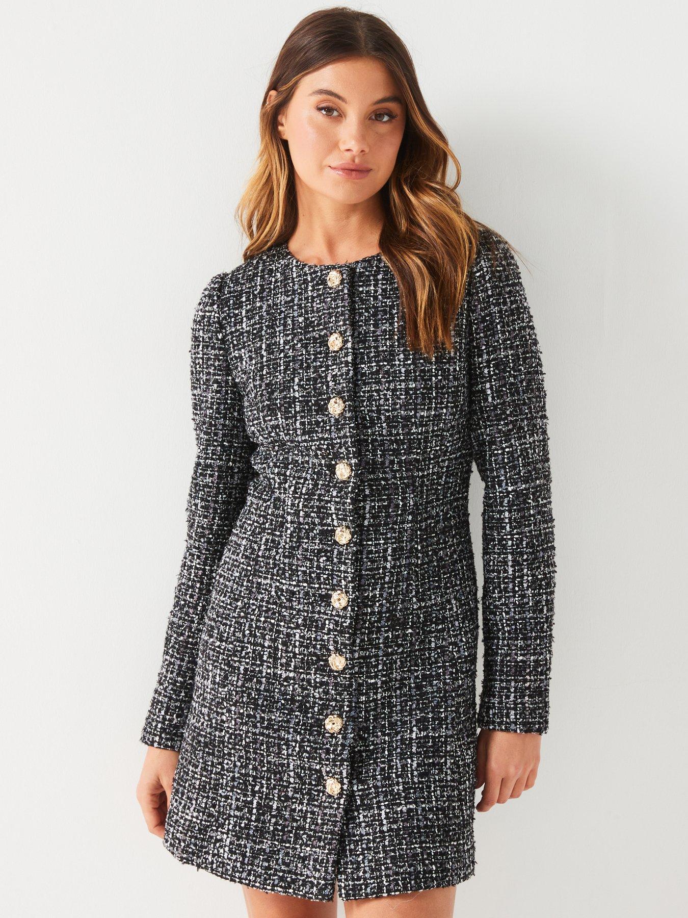 v-by-very-boucle-button-through-mini-dress-multi