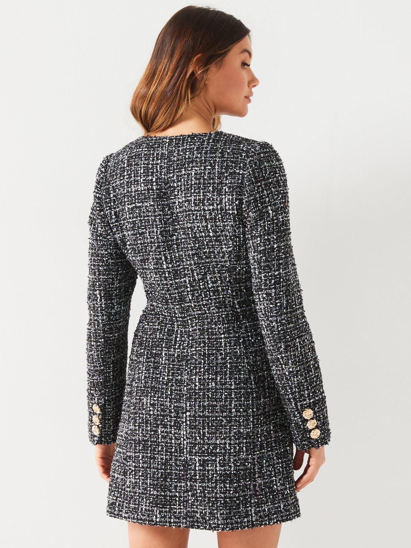 v-by-very-boucle-button-through-mini-dressstillFront