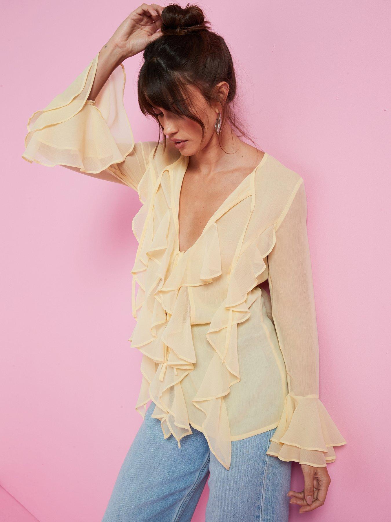 v-by-very-fluted-sleeve-longline-blouse-lemonnbspback