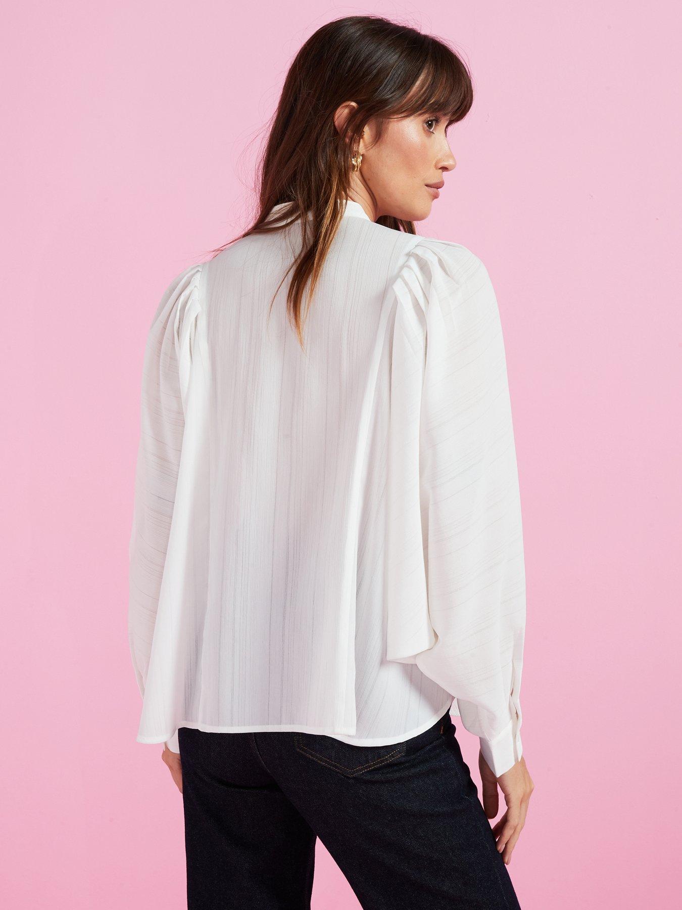 v-by-very-blouson-sleeve-textured-shirt-whitestillFront