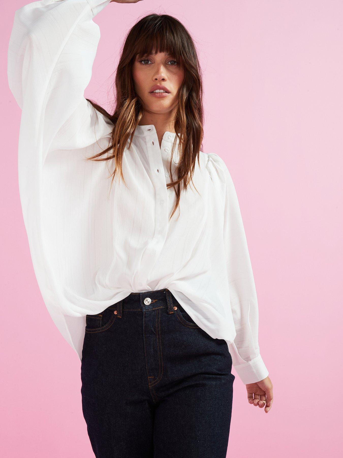 v-by-very-blouson-sleeve-textured-shirt-whitedetail