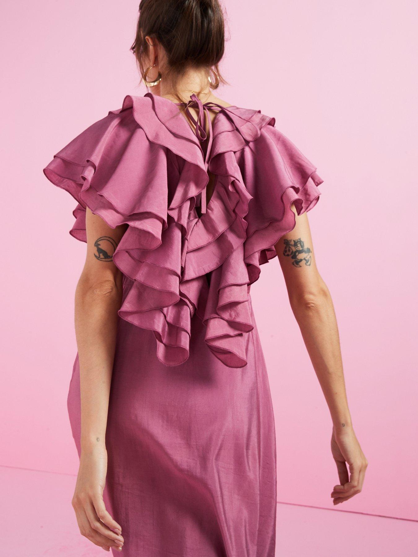 v-by-very-soft-ruffle-v-neck-midaxi-dress-pinkoutfit