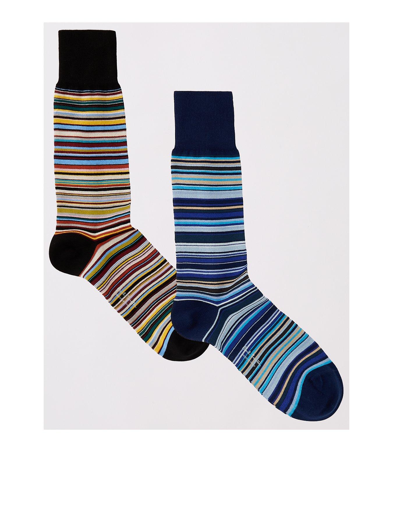Image 1 of 5 of PS PAUL SMITH Ps Paul Smith 2 Pack Signature Stripe Crew Socks - Multi