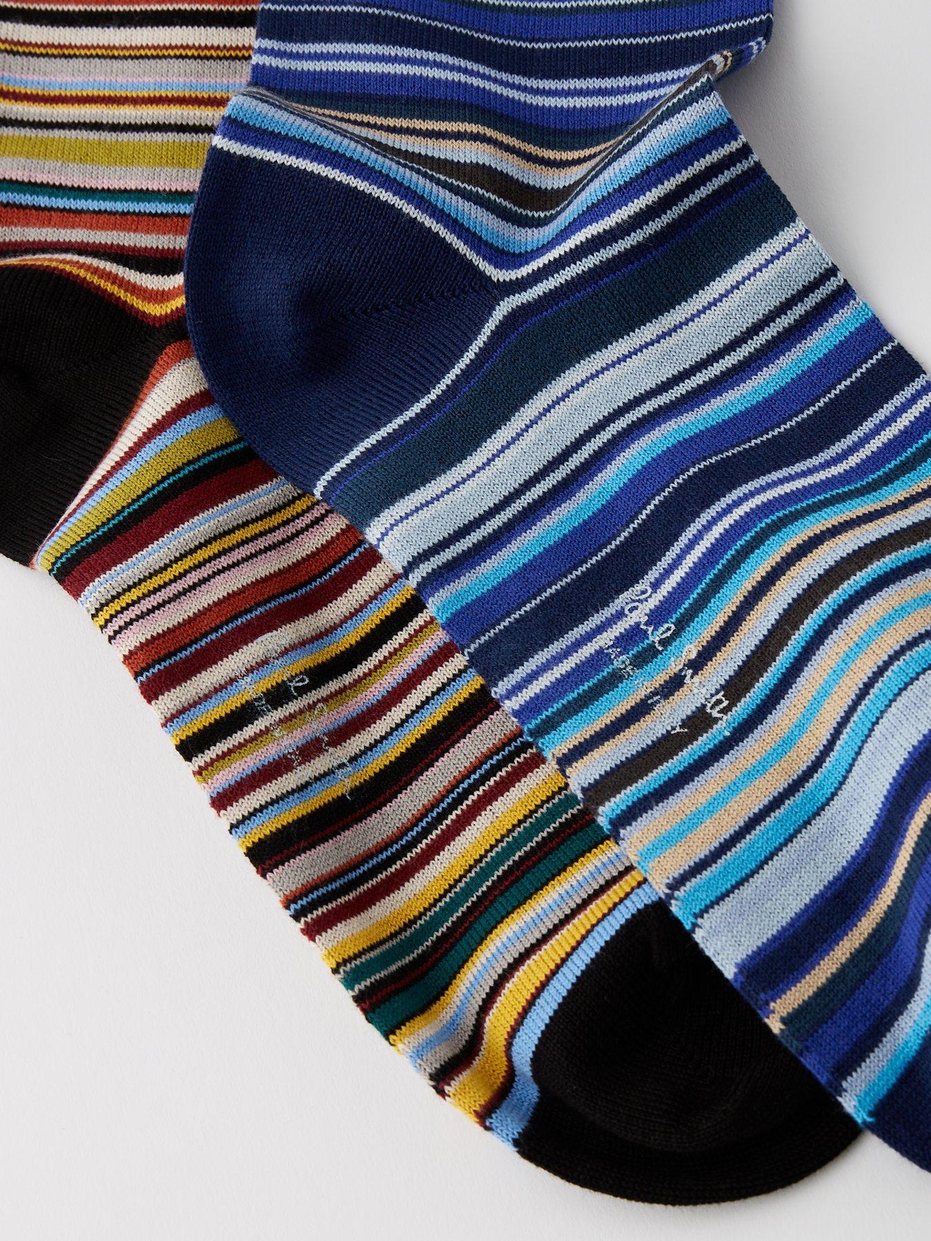 Image 4 of 5 of PS PAUL SMITH Ps Paul Smith 2 Pack Signature Stripe Crew Socks - Multi