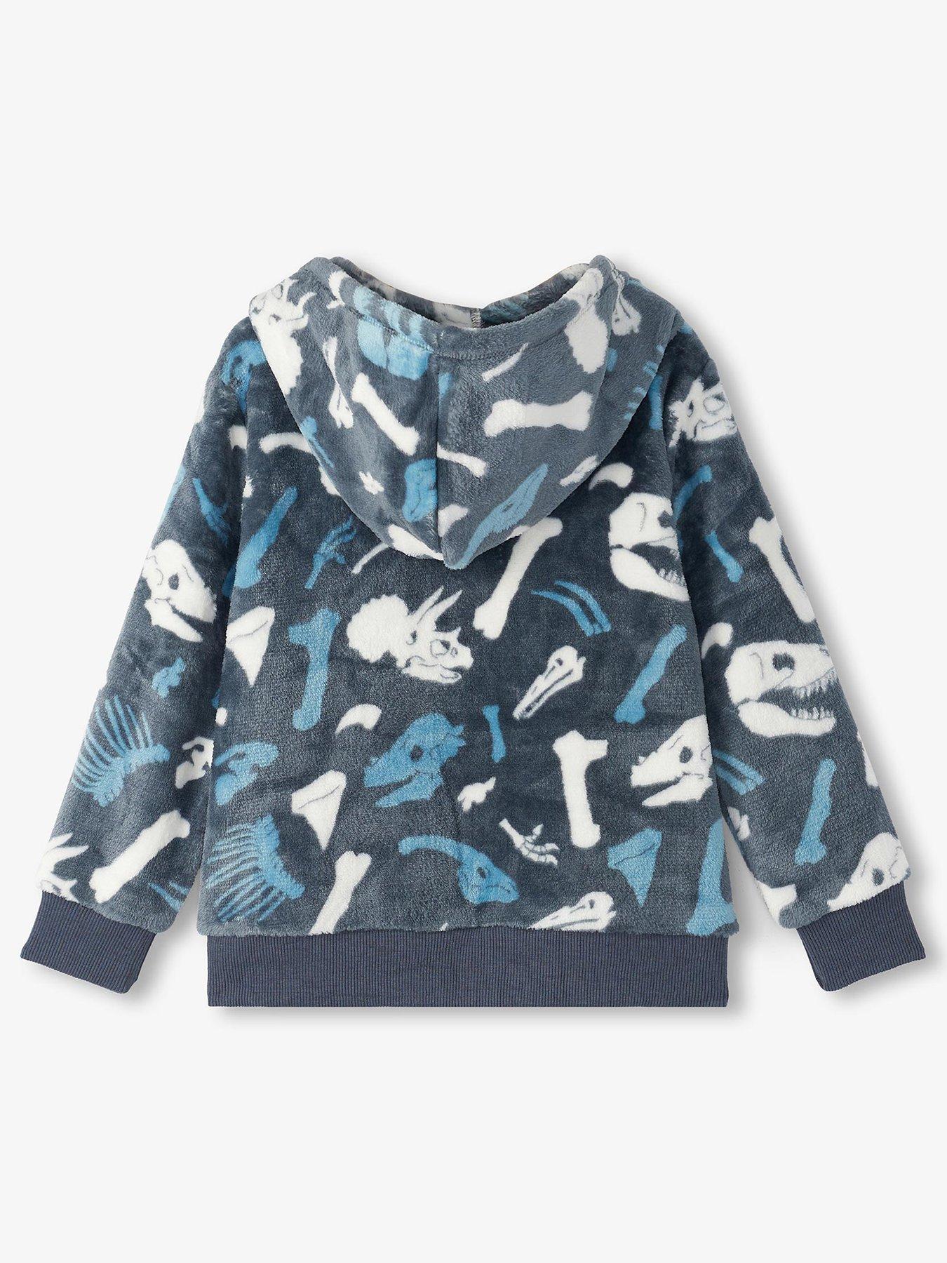 Image 2 of 4 of Hatley Boys Fuzzy Fleece Dino Fossils Hooded Jacket - Blue