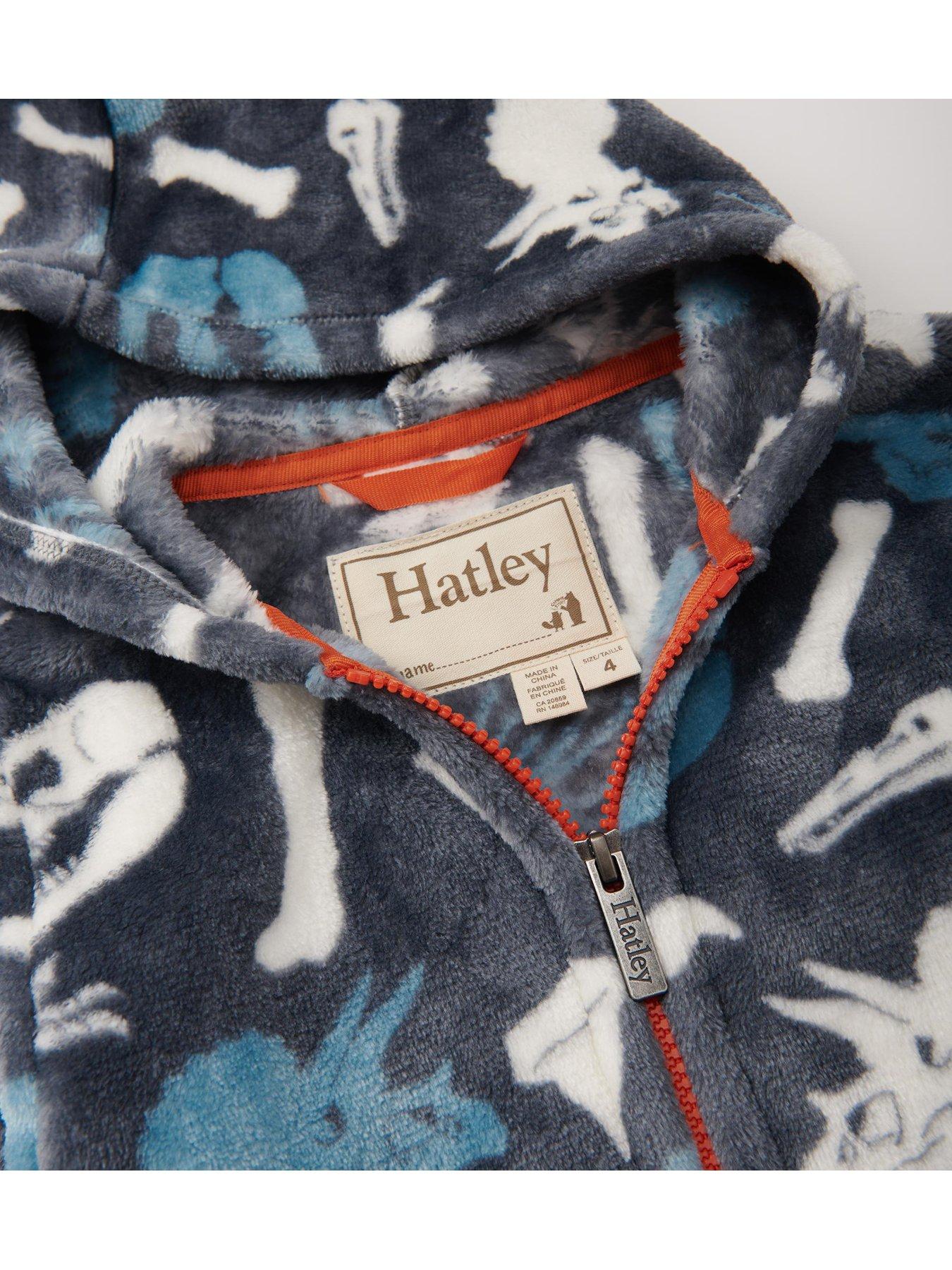 Image 3 of 4 of Hatley Boys Fuzzy Fleece Dino Fossils Hooded Jacket - Blue