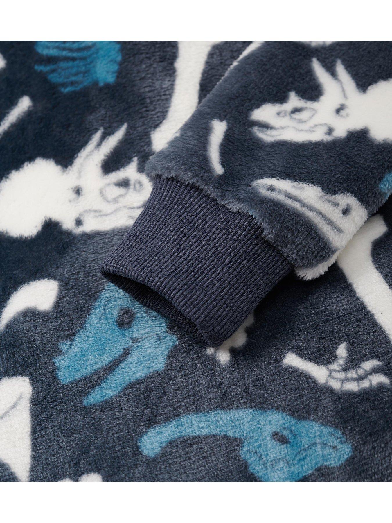 Image 4 of 4 of Hatley Boys Fuzzy Fleece Dino Fossils Hooded Jacket - Blue