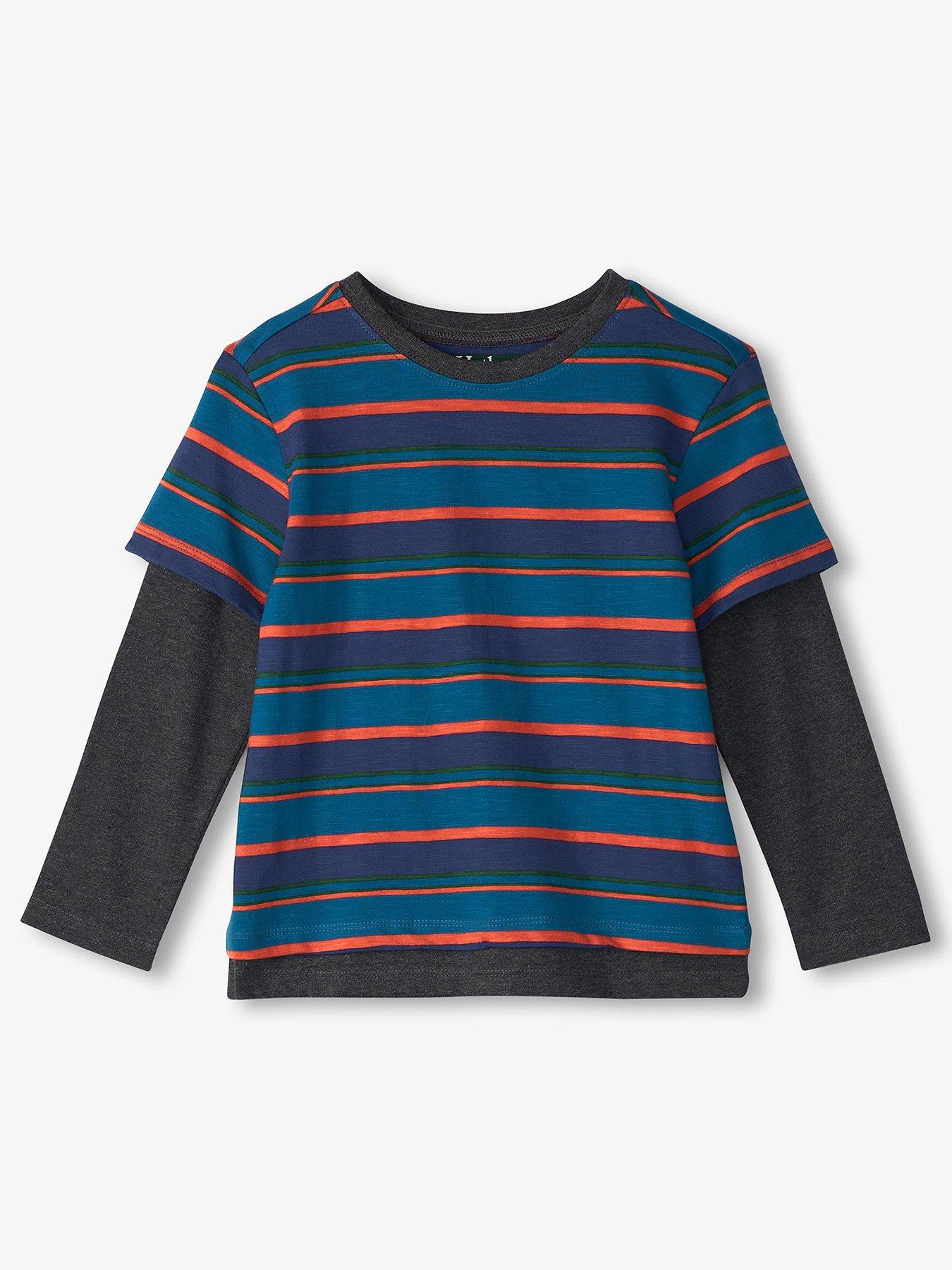 Image of Hatley Boys Stripe 2 In 1 Long Sleeve T-Shirt - Multi