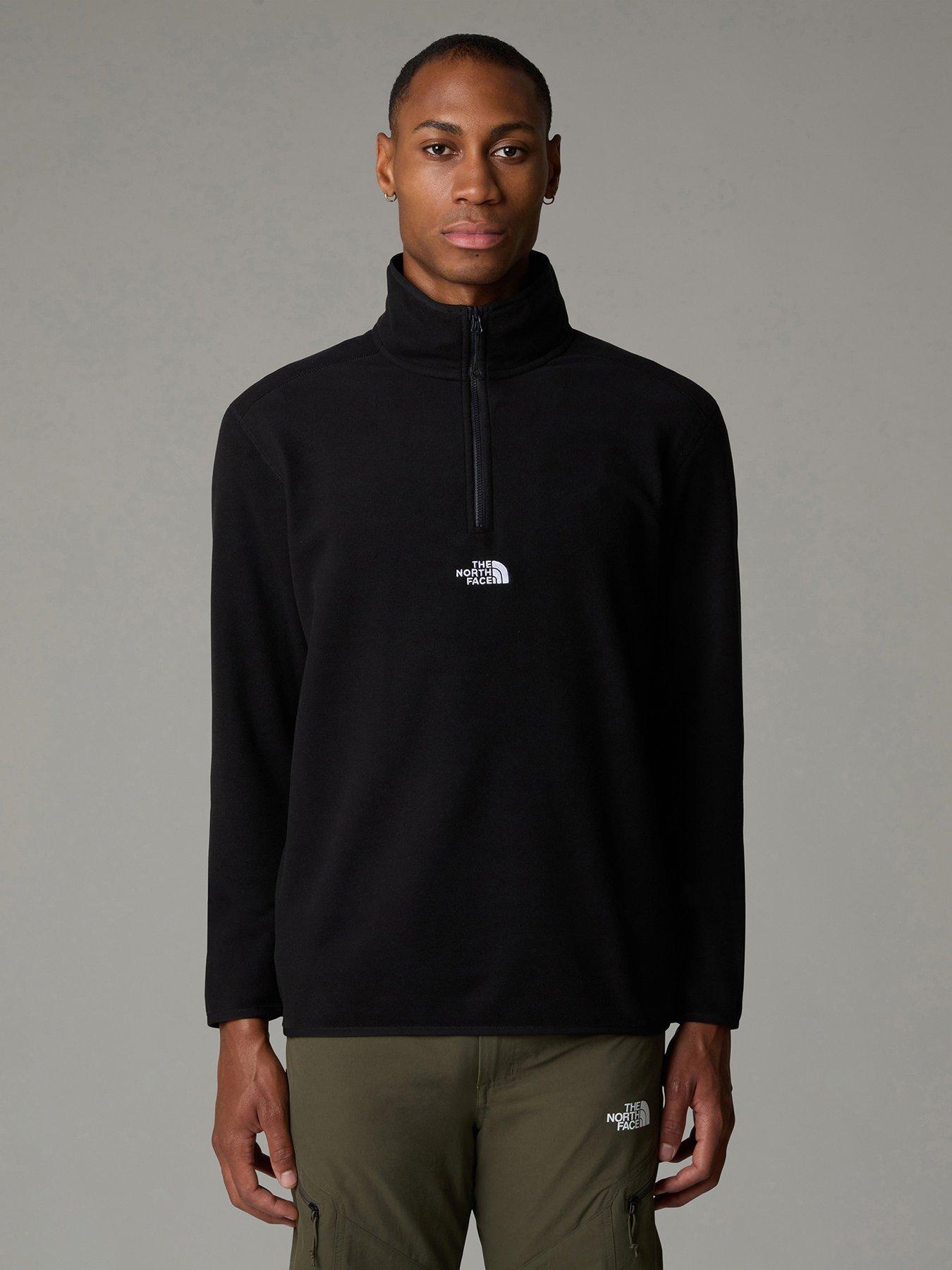 the-north-face-mens-glacier-14-zip-embroidered-logo-blackfront