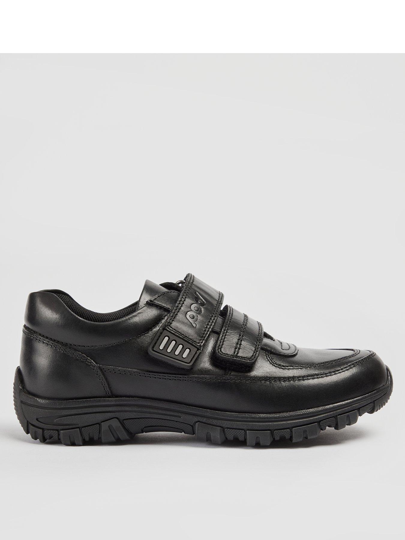 Image 1 of 6 of Pod Sprint Double Strap Black Leather School Shoe - Black