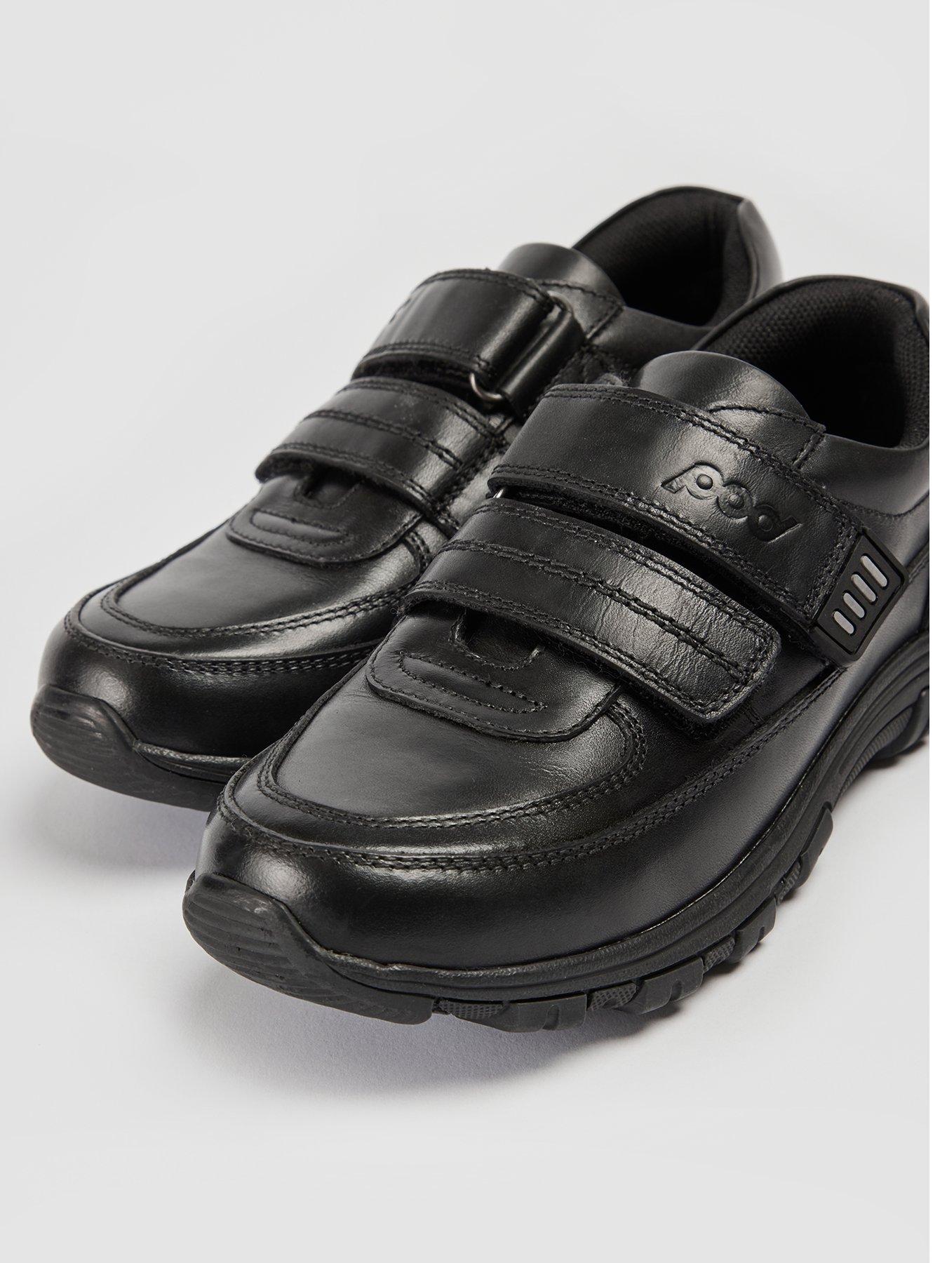 Image 3 of 6 of Pod Sprint Double Strap Black Leather School Shoe - Black