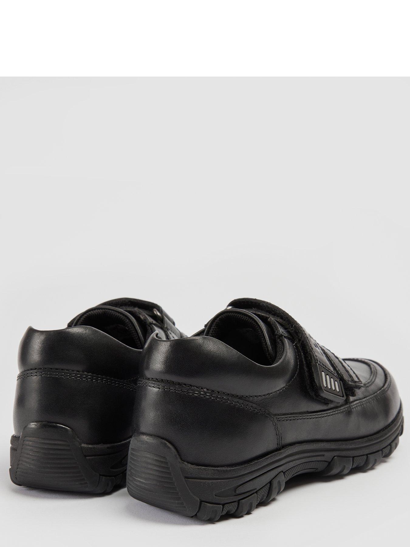 Image 4 of 6 of Pod Sprint Double Strap Black Leather School Shoe - Black