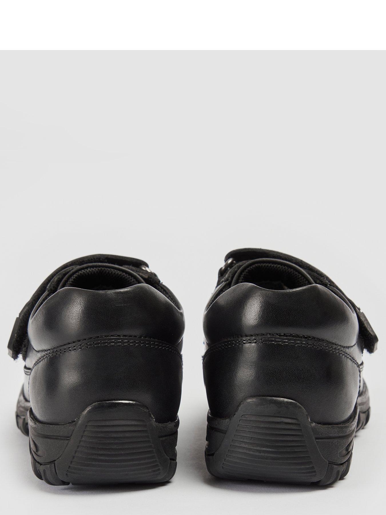 Image 5 of 6 of Pod Sprint Double Strap Black Leather School Shoe - Black