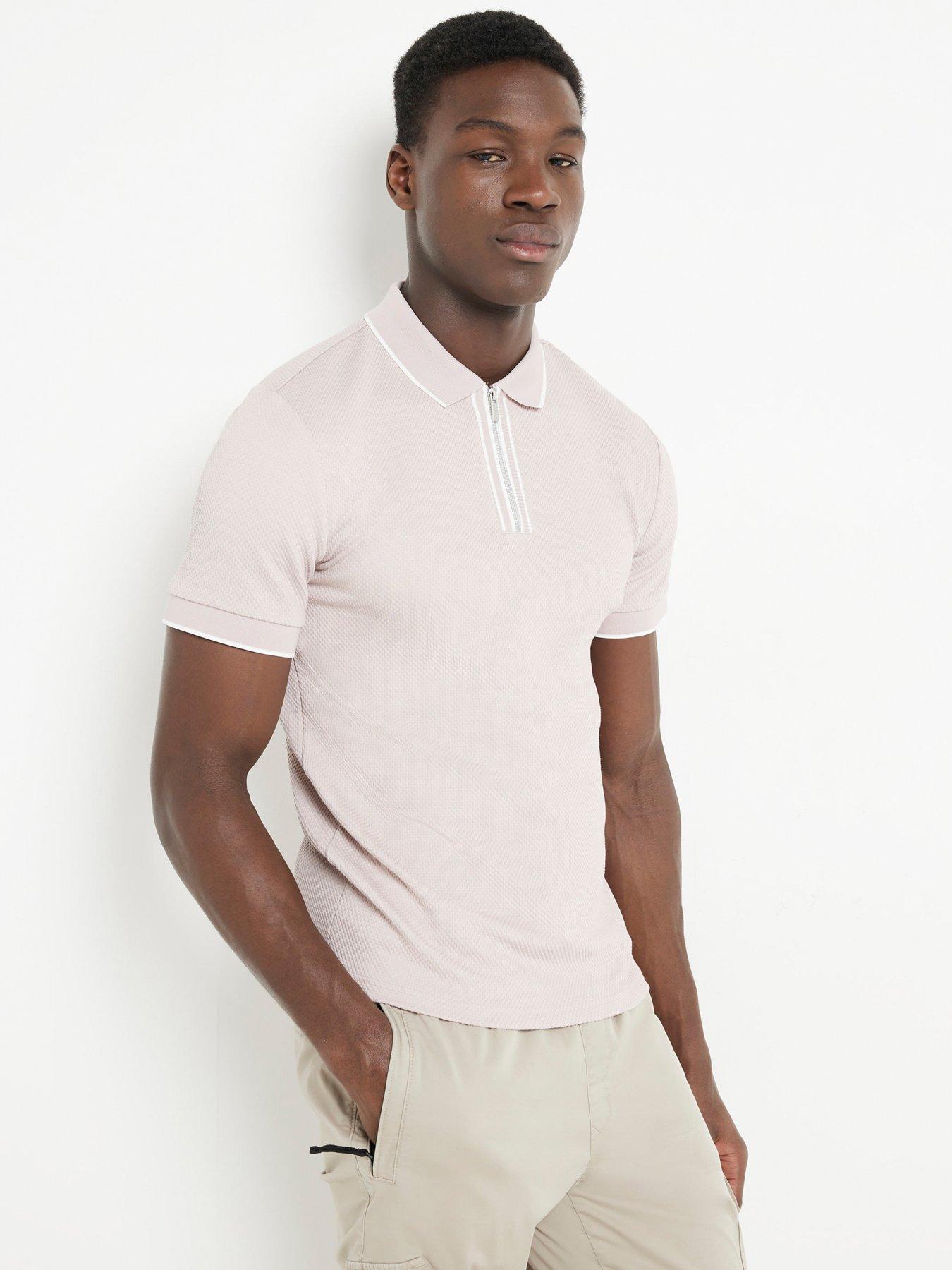 river-island-river-island-short-sleeve-contrast-collar-polo-shirt-light-pink