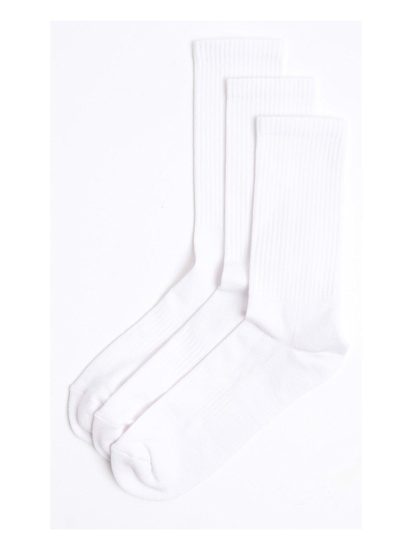 undefined River Island 3Pk Plain Tube Ankle Socks - White