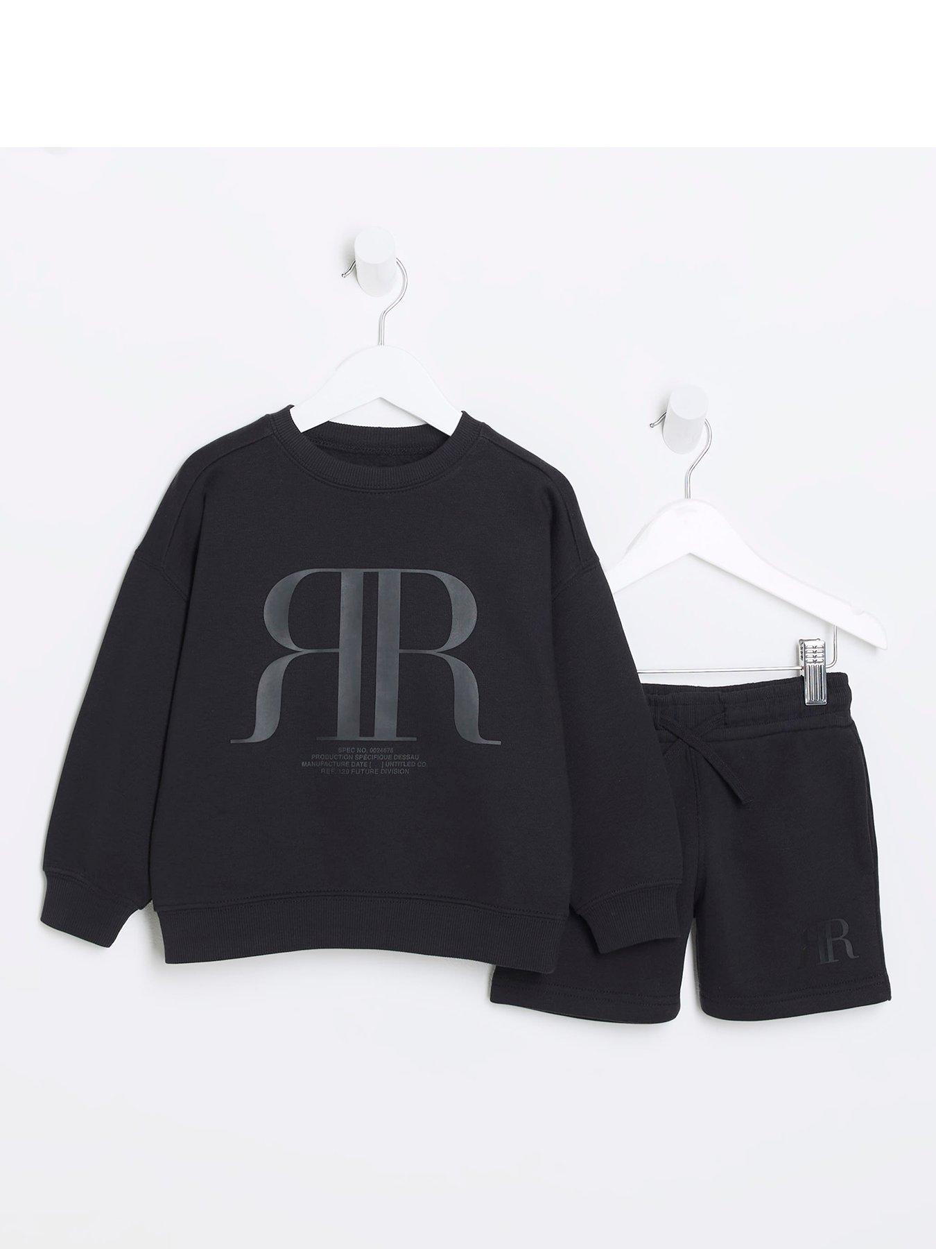 river-island-mini-mini-boys-embossed-ri-sweatshirt-set-blackfront