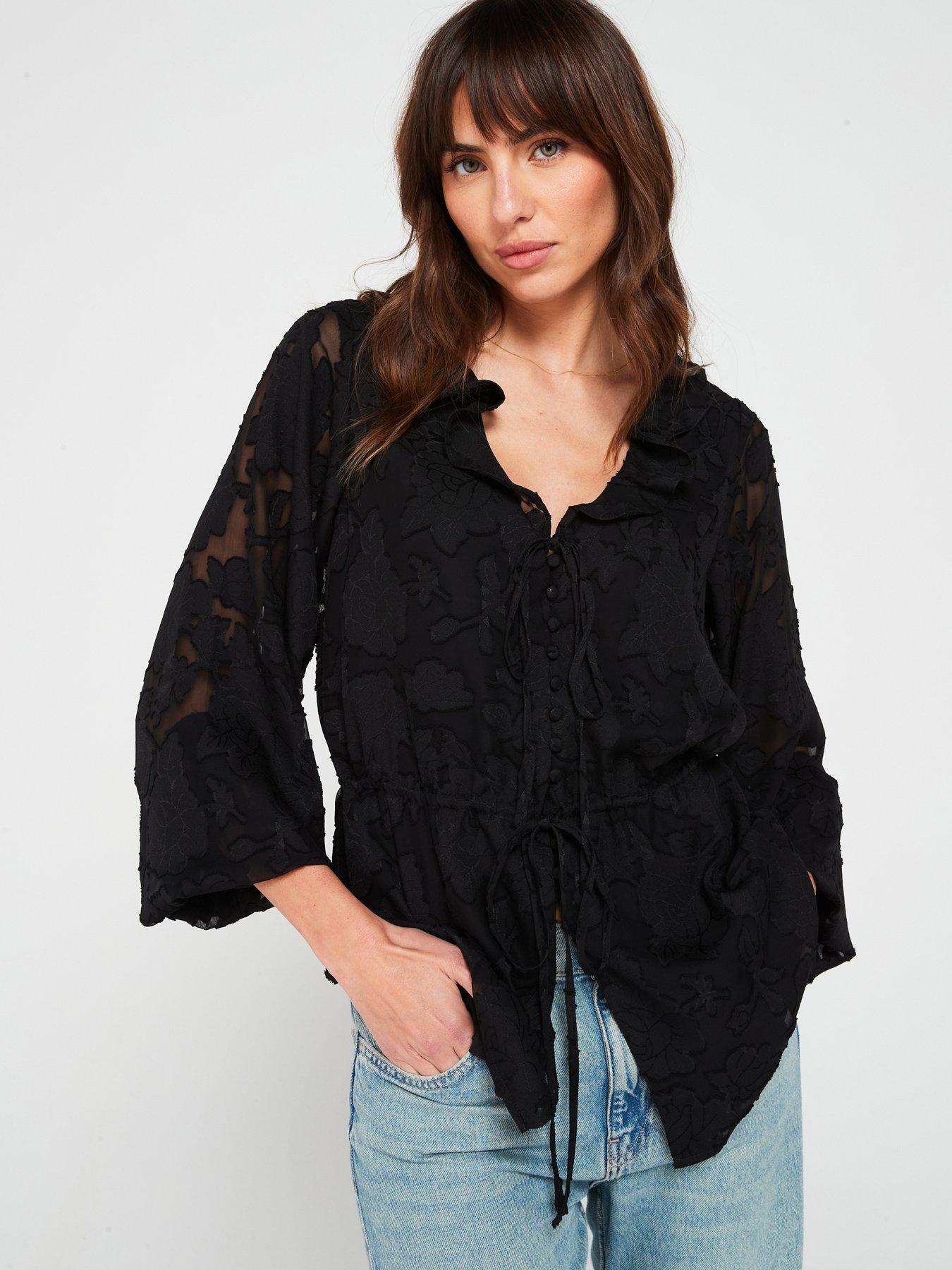 v-by-very-floral-jacquard-peplum-blouse-black