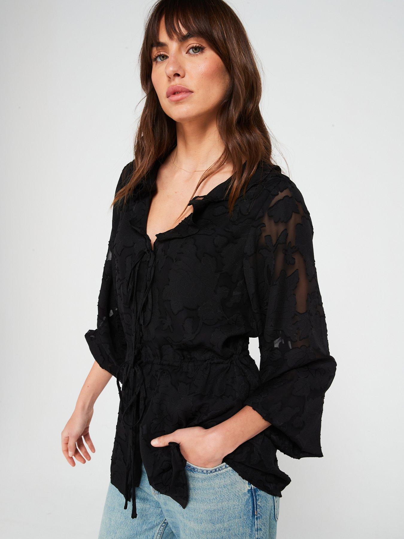 v-by-very-floral-jacquard-peplum-blouse-blackdetail