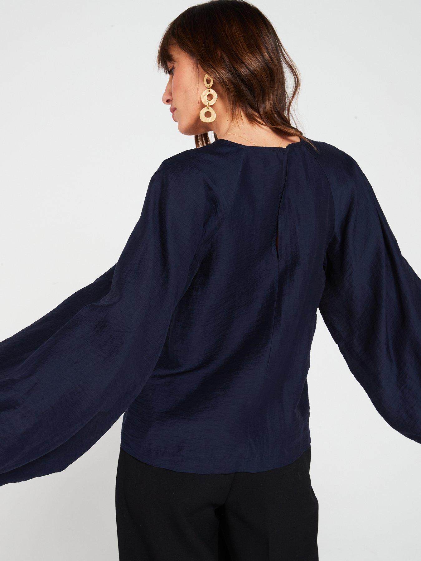 v-by-very-puff-sleeve-shell-blouse-bluestillFront