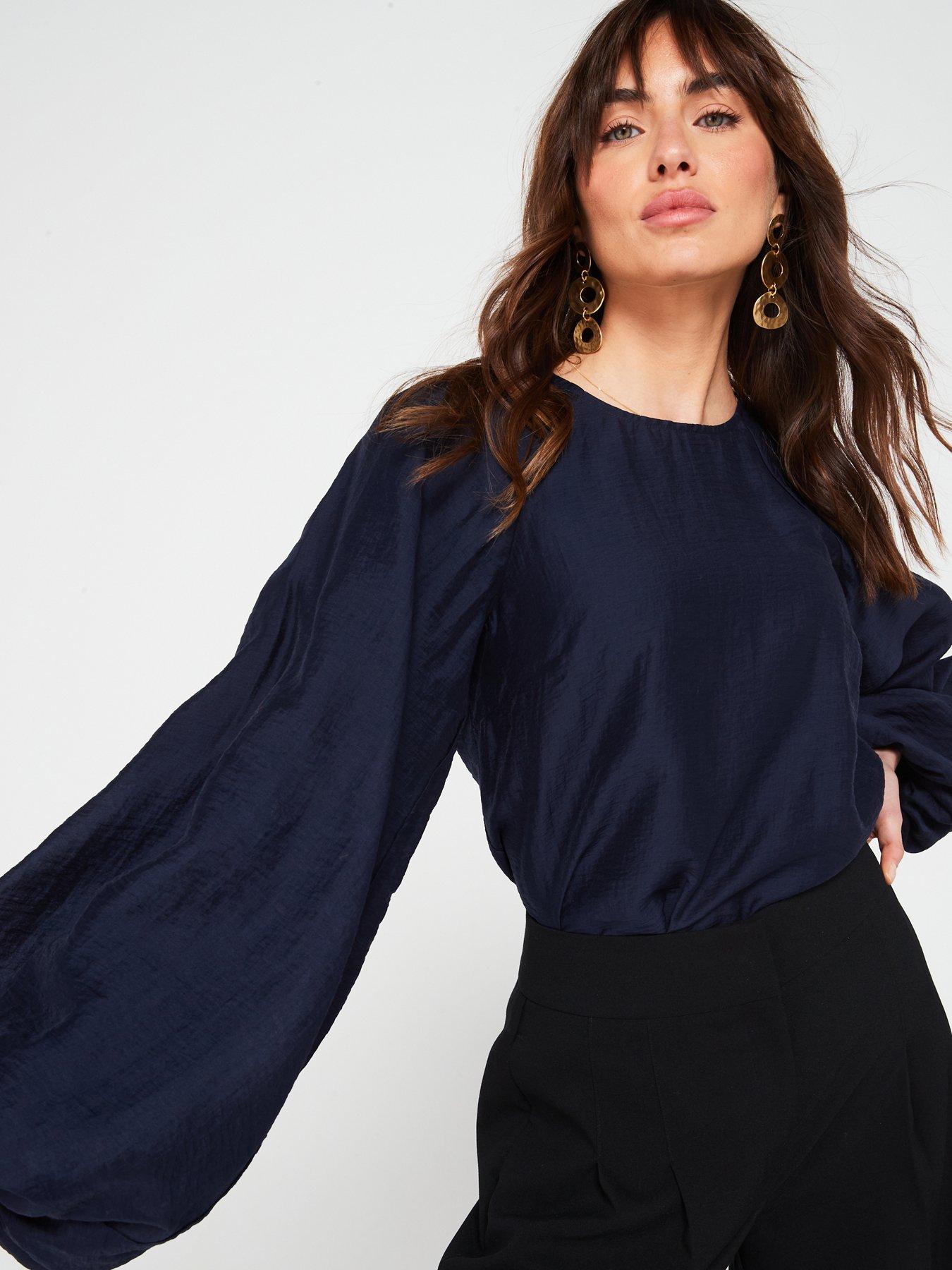 v-by-very-puff-sleeve-shell-blouse-bluedetail