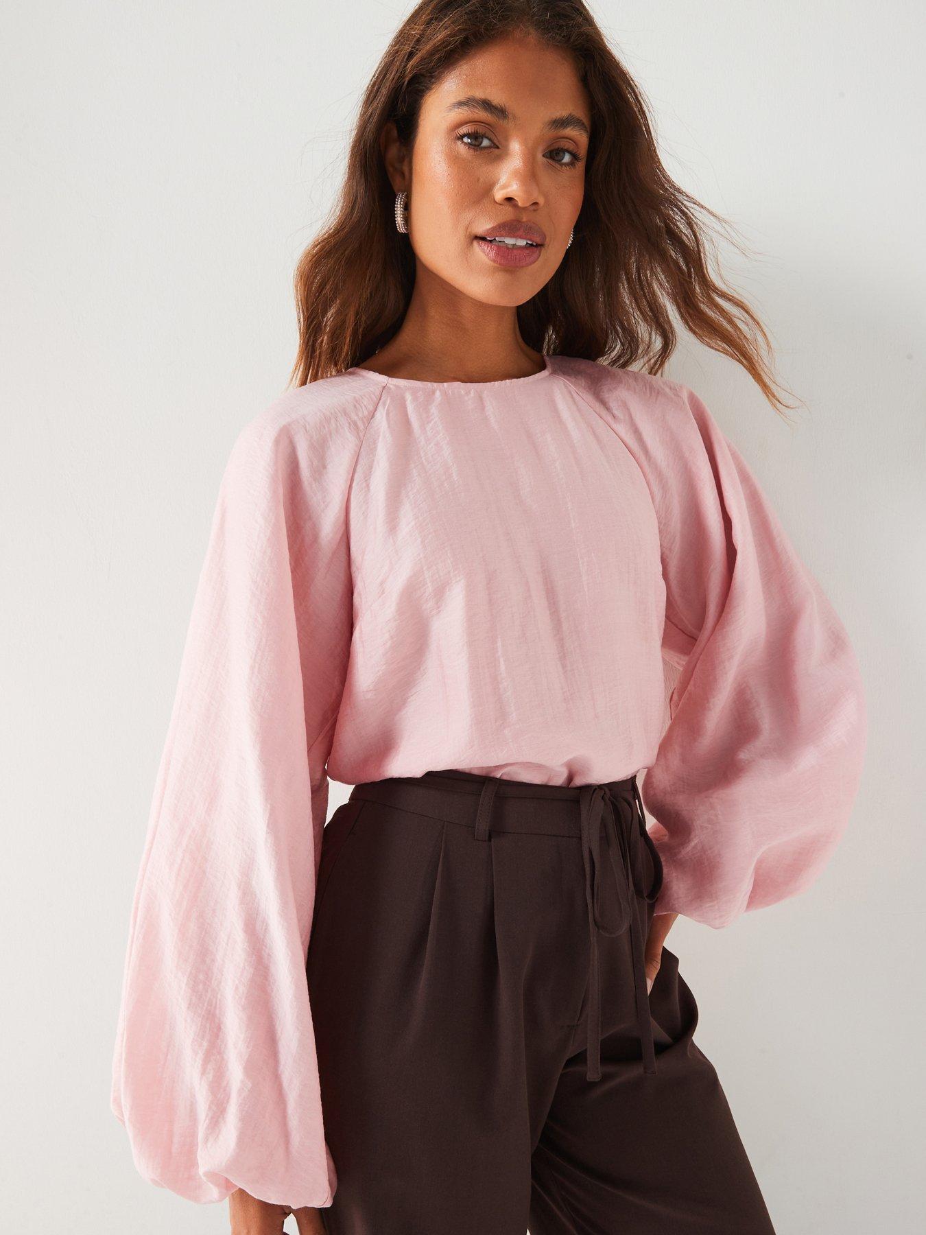 v-by-very-puff-sleeve-shell-blouse-pink