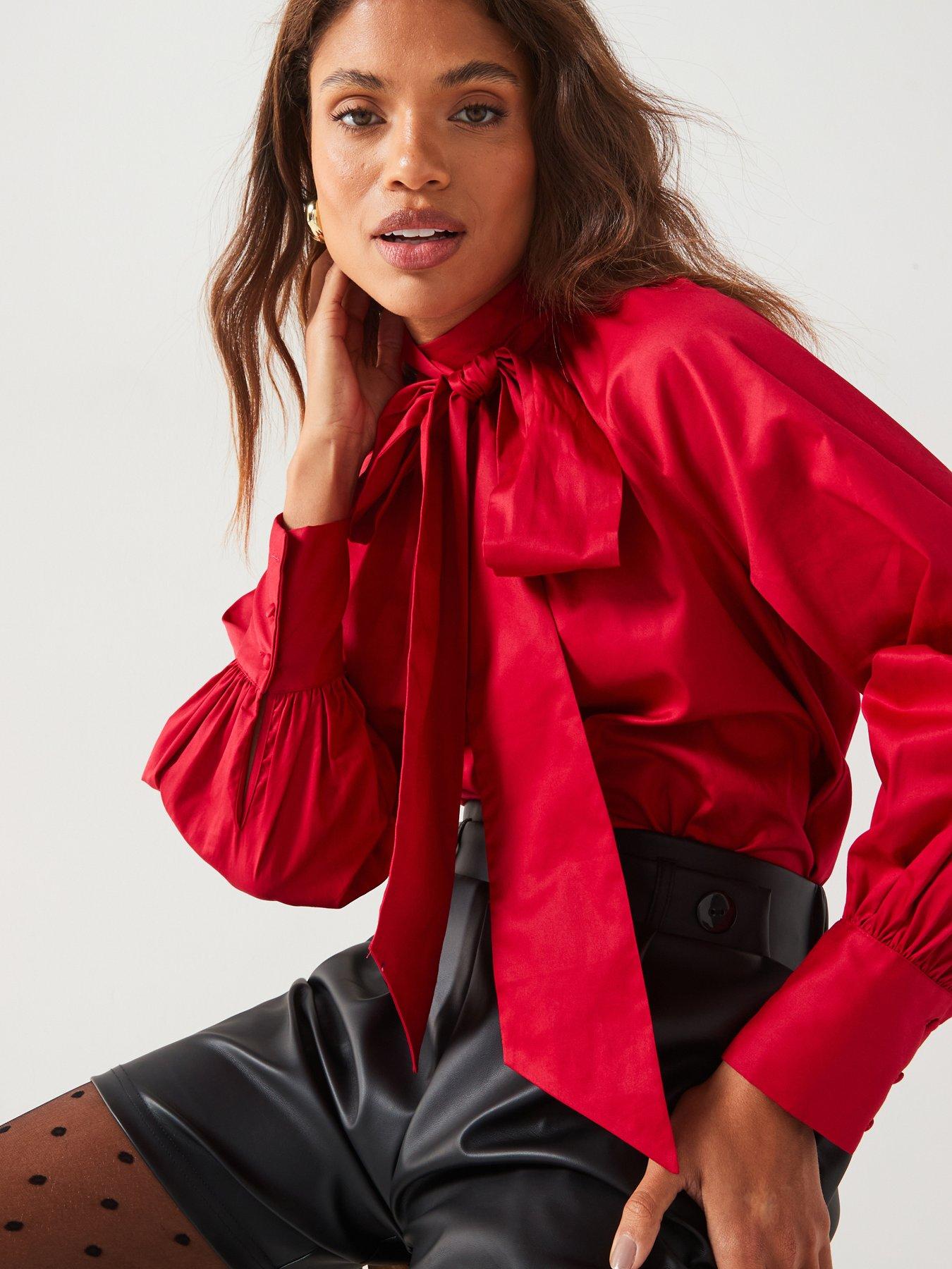 v-by-very-blouson-sleeve-blouse-red