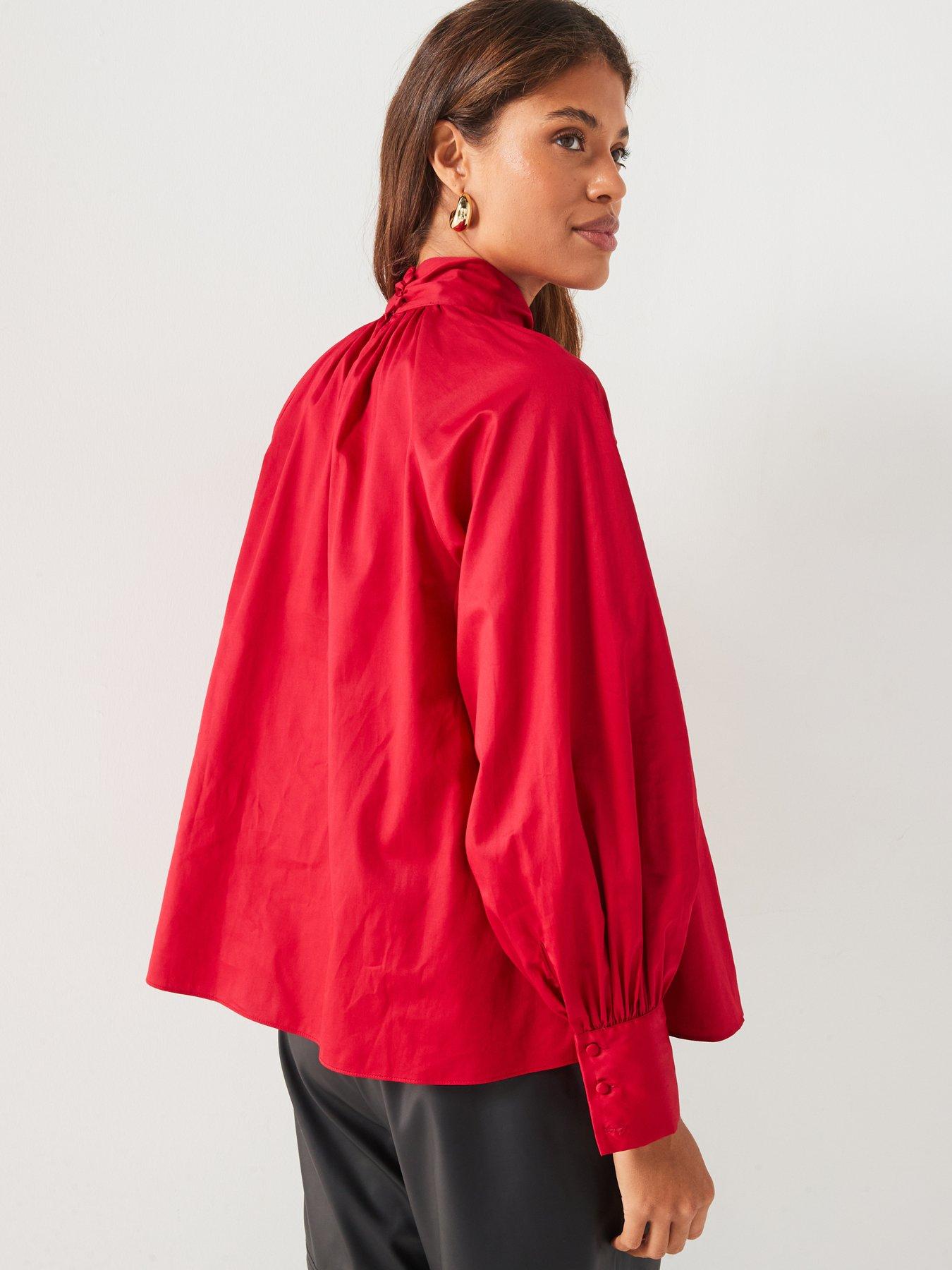 v-by-very-blouson-sleeve-blouse-redstillFront