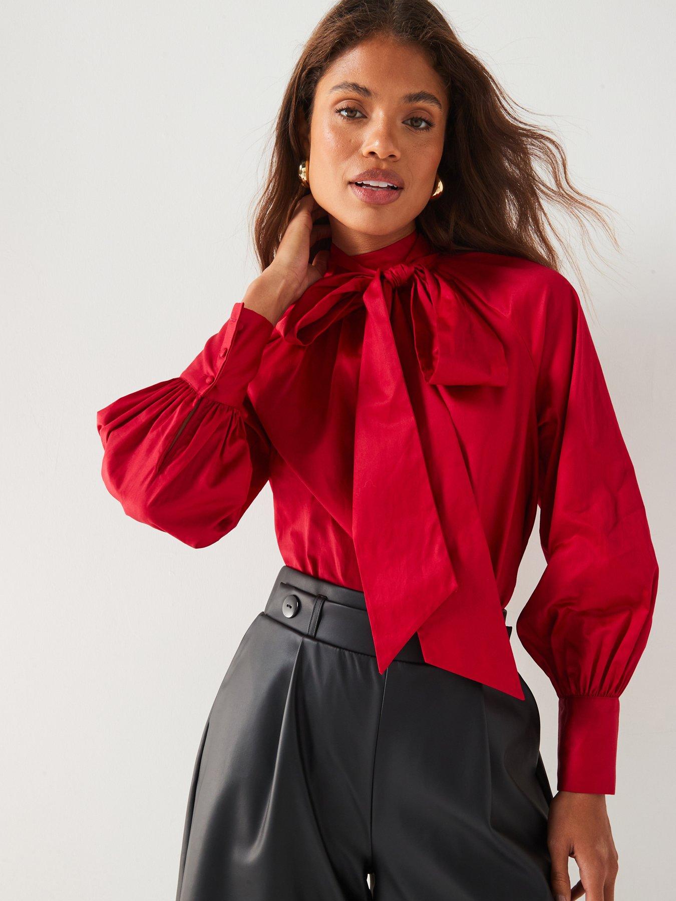 v-by-very-blouson-sleeve-blouse-reddetail