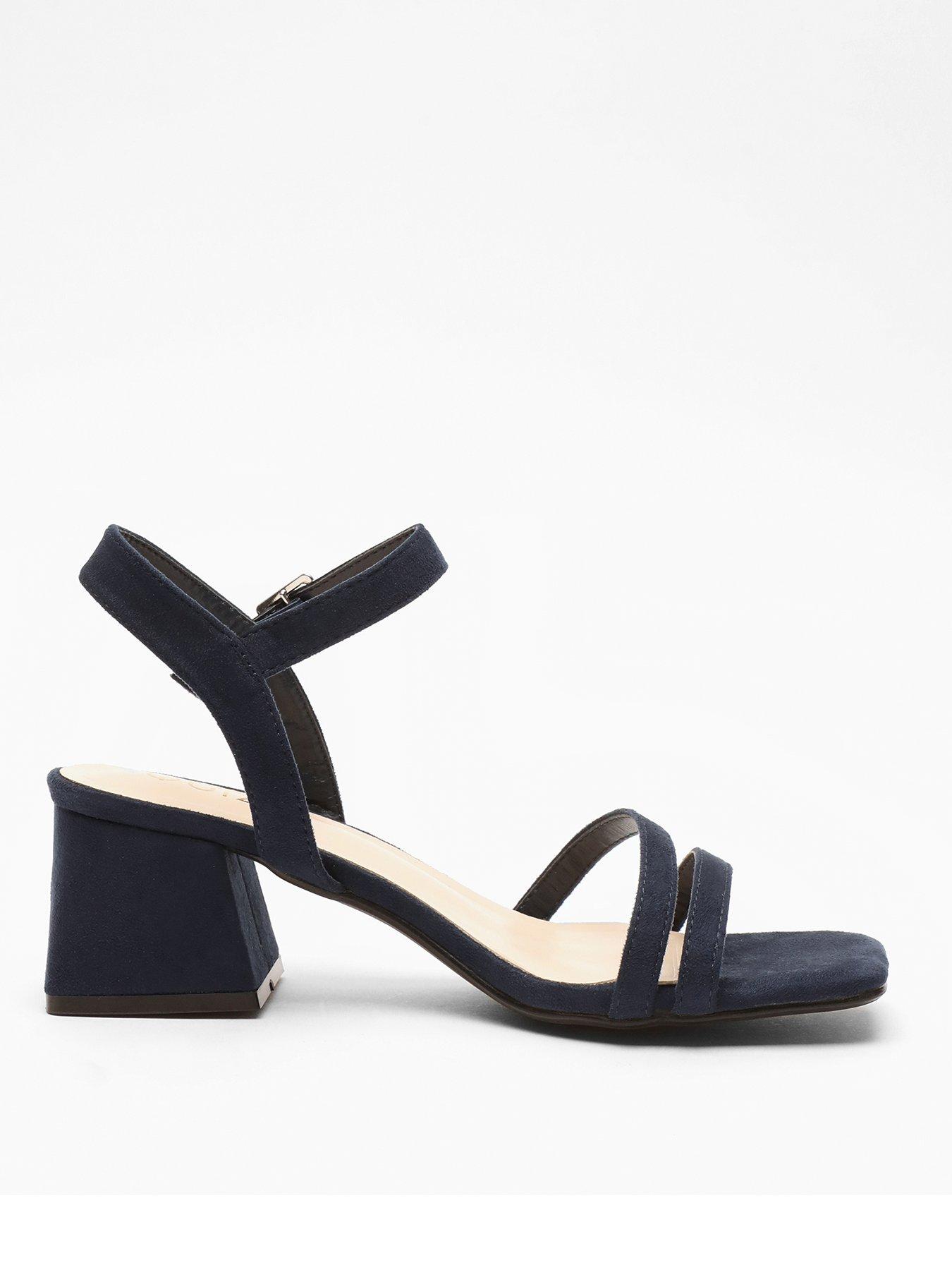 quiz-navy-asymmetric-low-block-heel-sandals