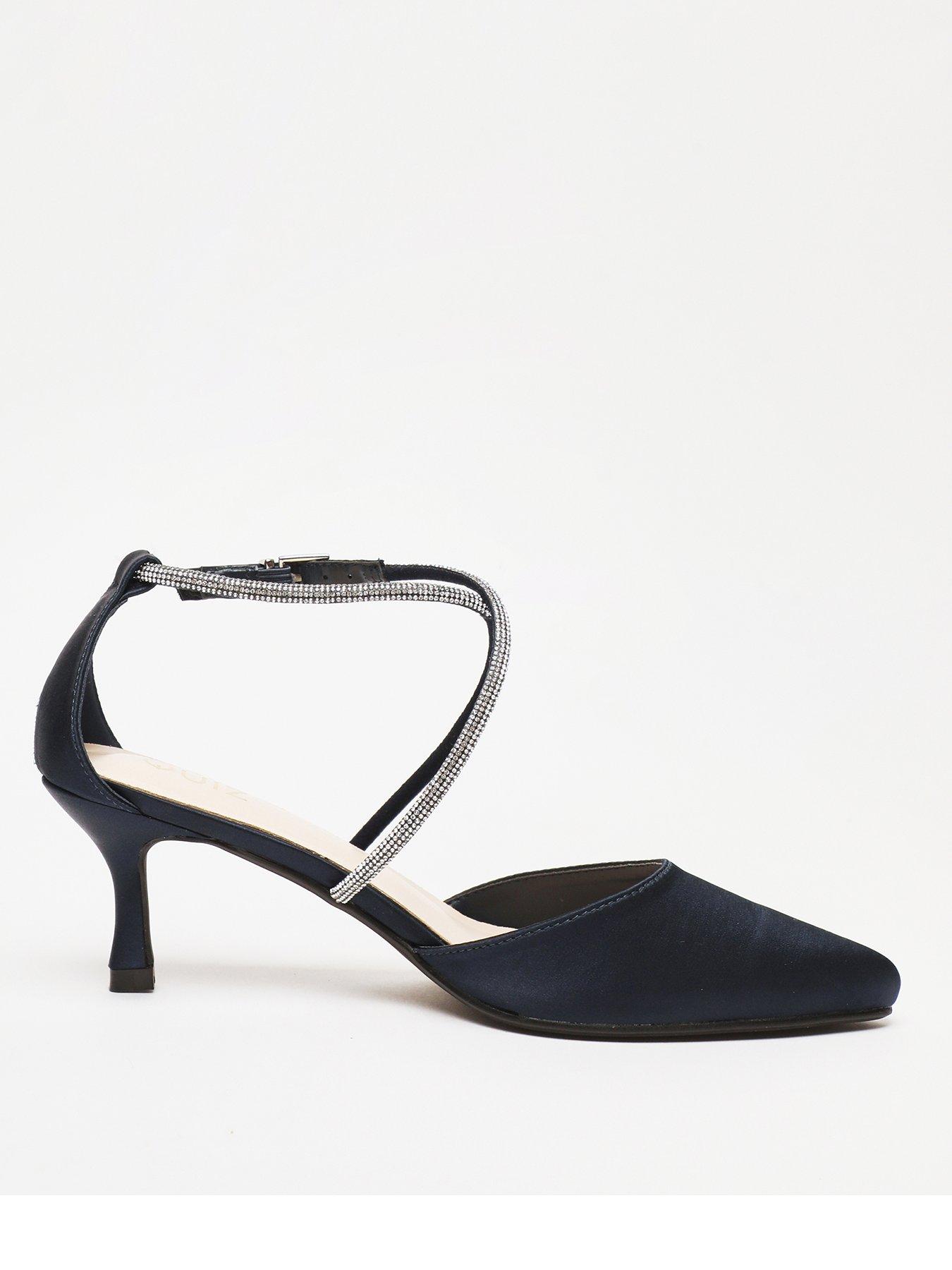 quiz-navy-satin-cross-strap-court-heels