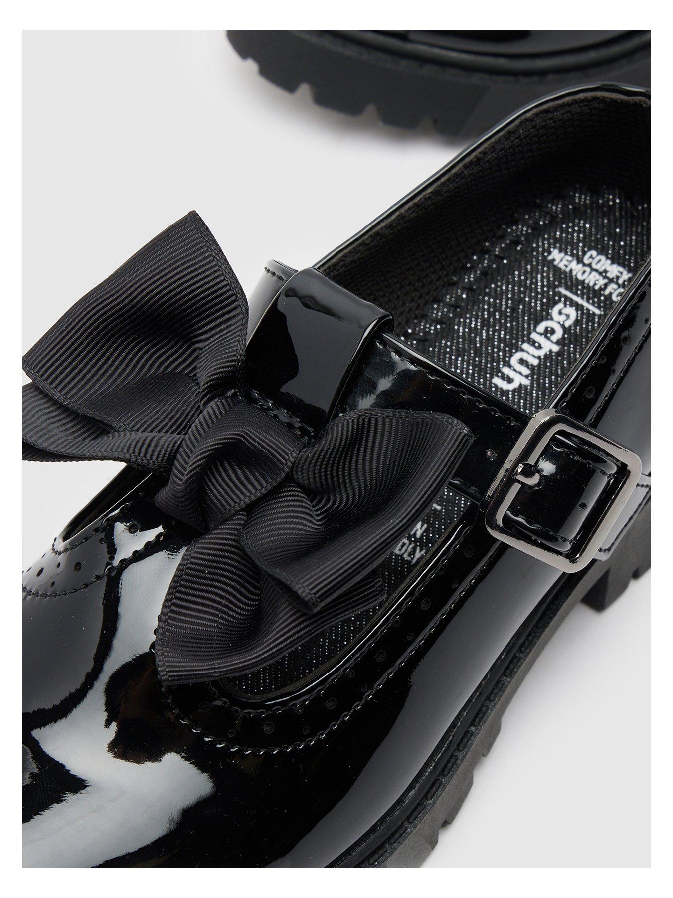 Image 4 of 4 of Schuh Lollipop Feature Bow Tbar Junior Patent Shoes - Black