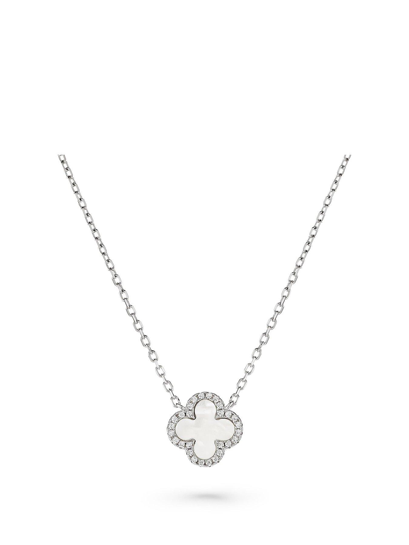 beaverbrooks-silver-cubic-zirconia-clover-necklace