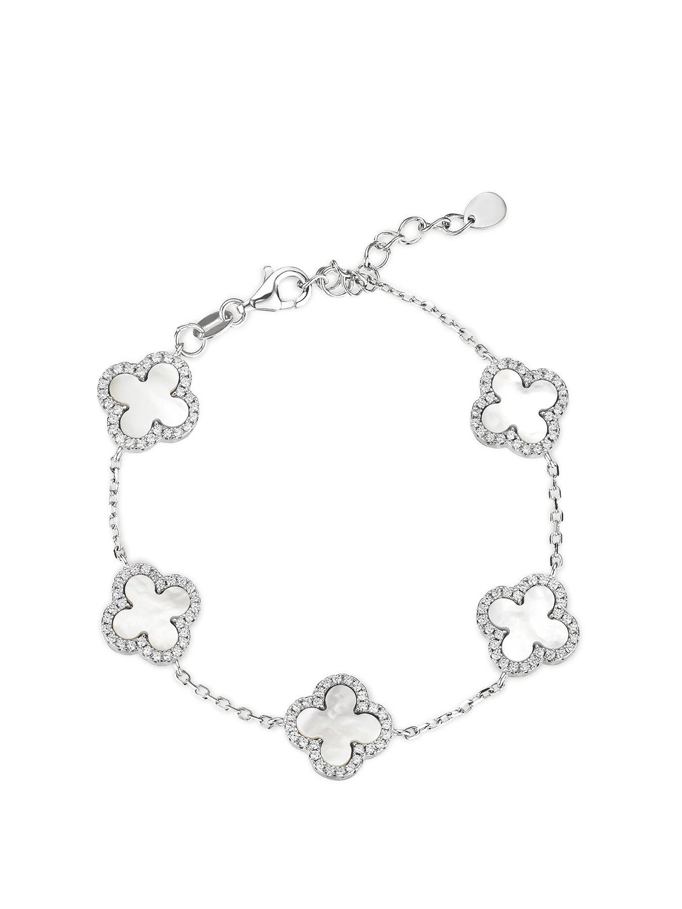 Beaverbrooks Silver Cubic Zirconia Clover Bracelet