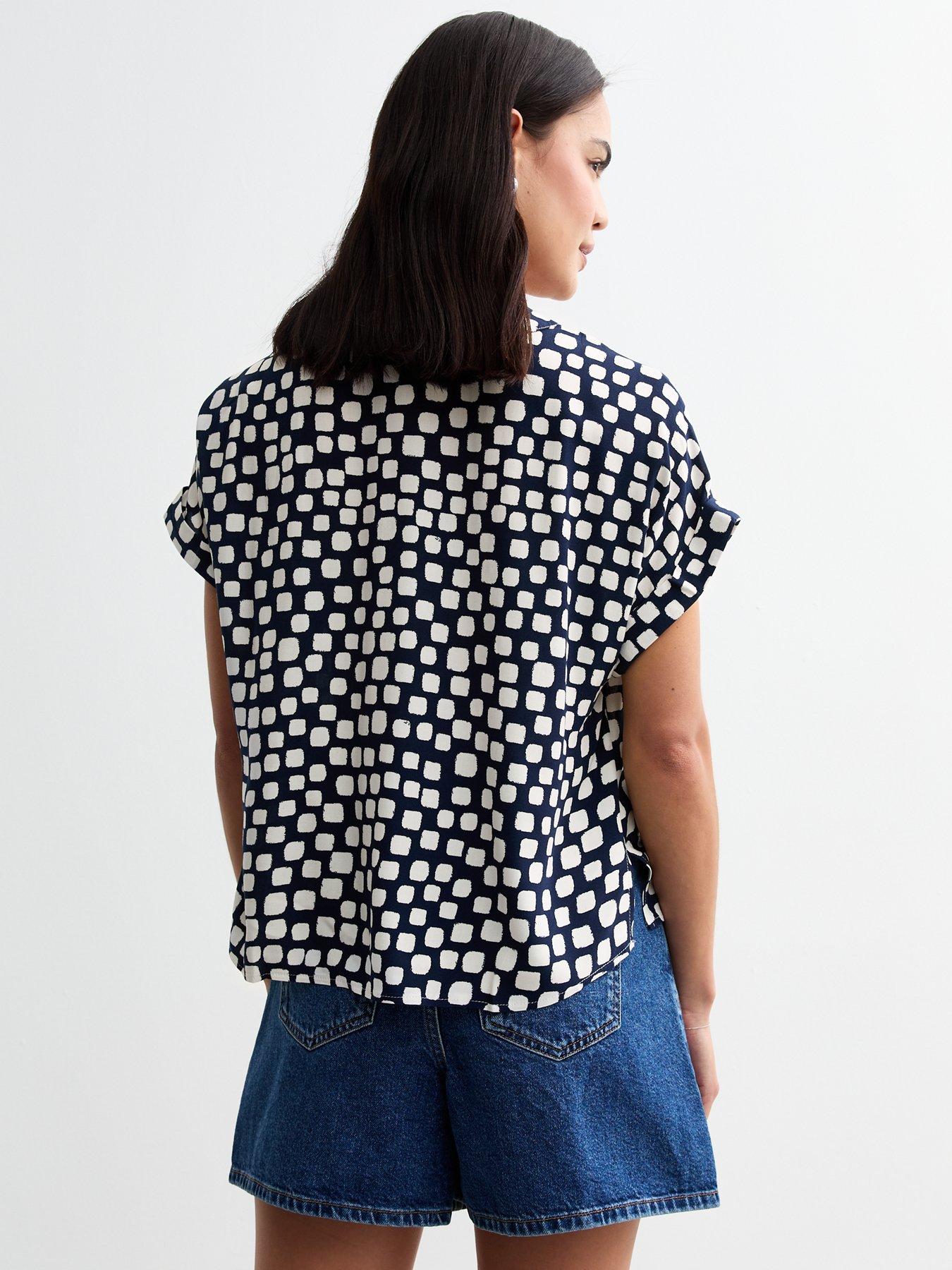 new-look-blue-patterned-button-down-short-sleeve-top-printstillFront