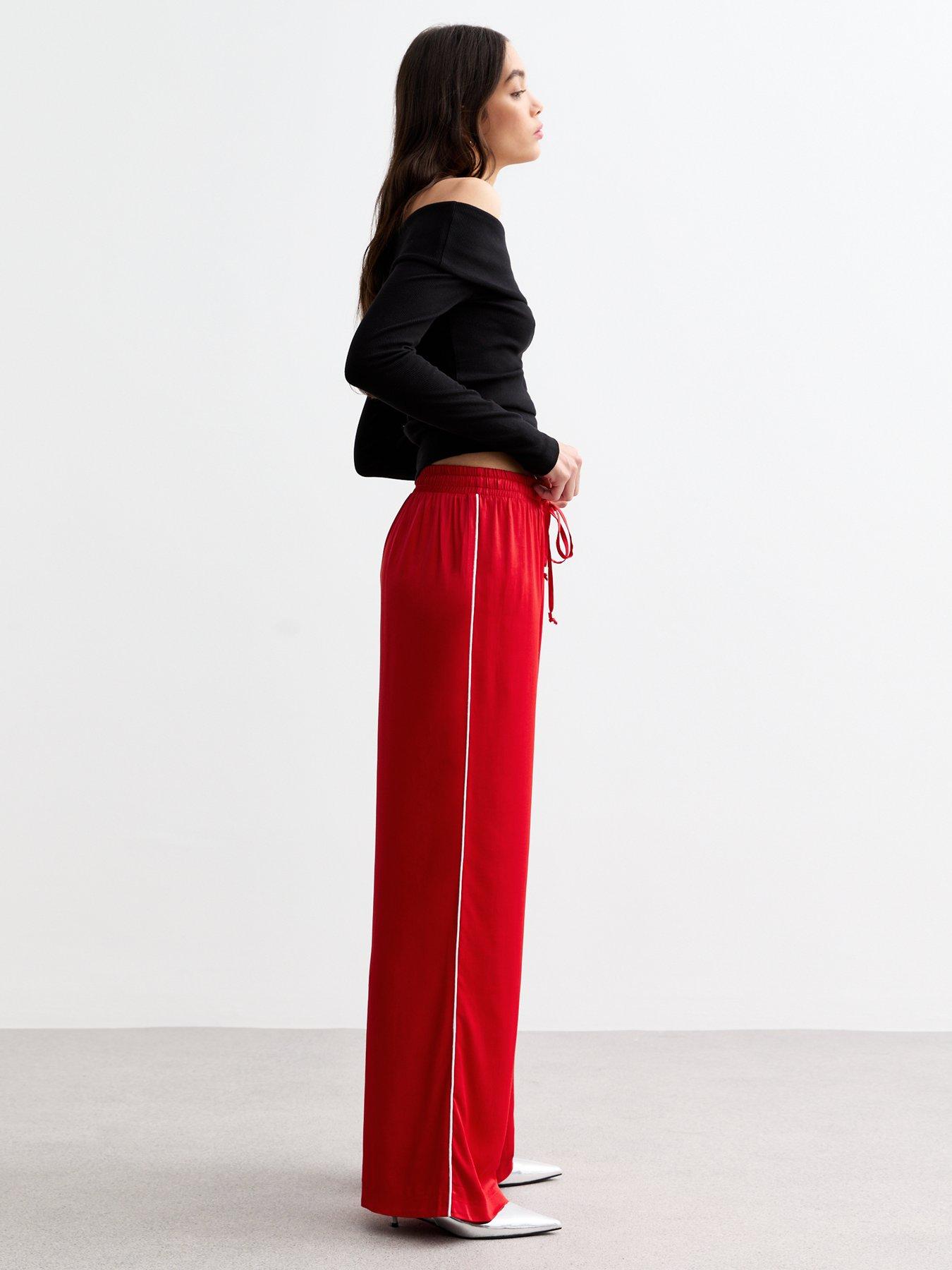 new-look-side-stripe-satin-wide-leg-trousers-redback