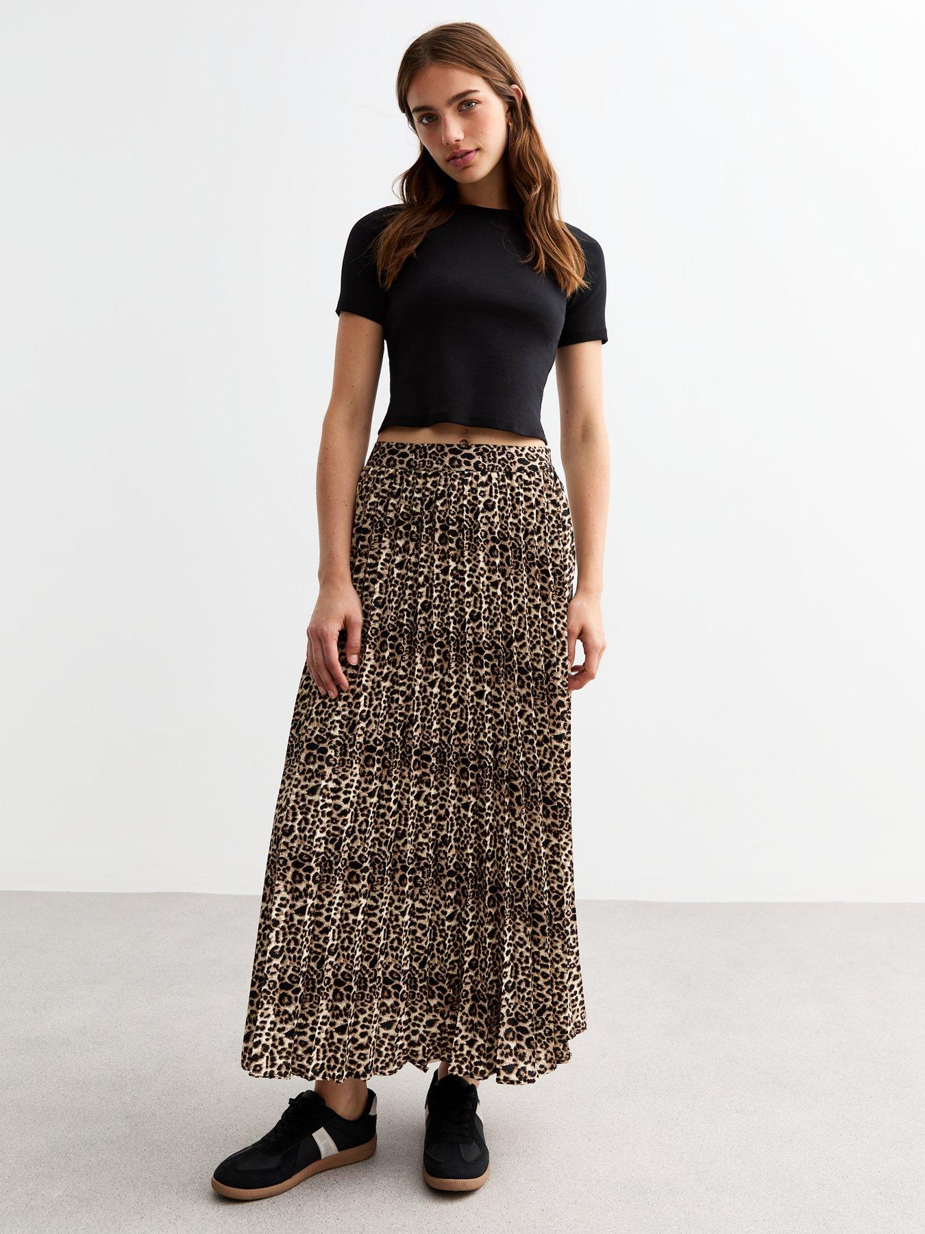 new-look-brown-leopard-print-pleated-midi-skirt