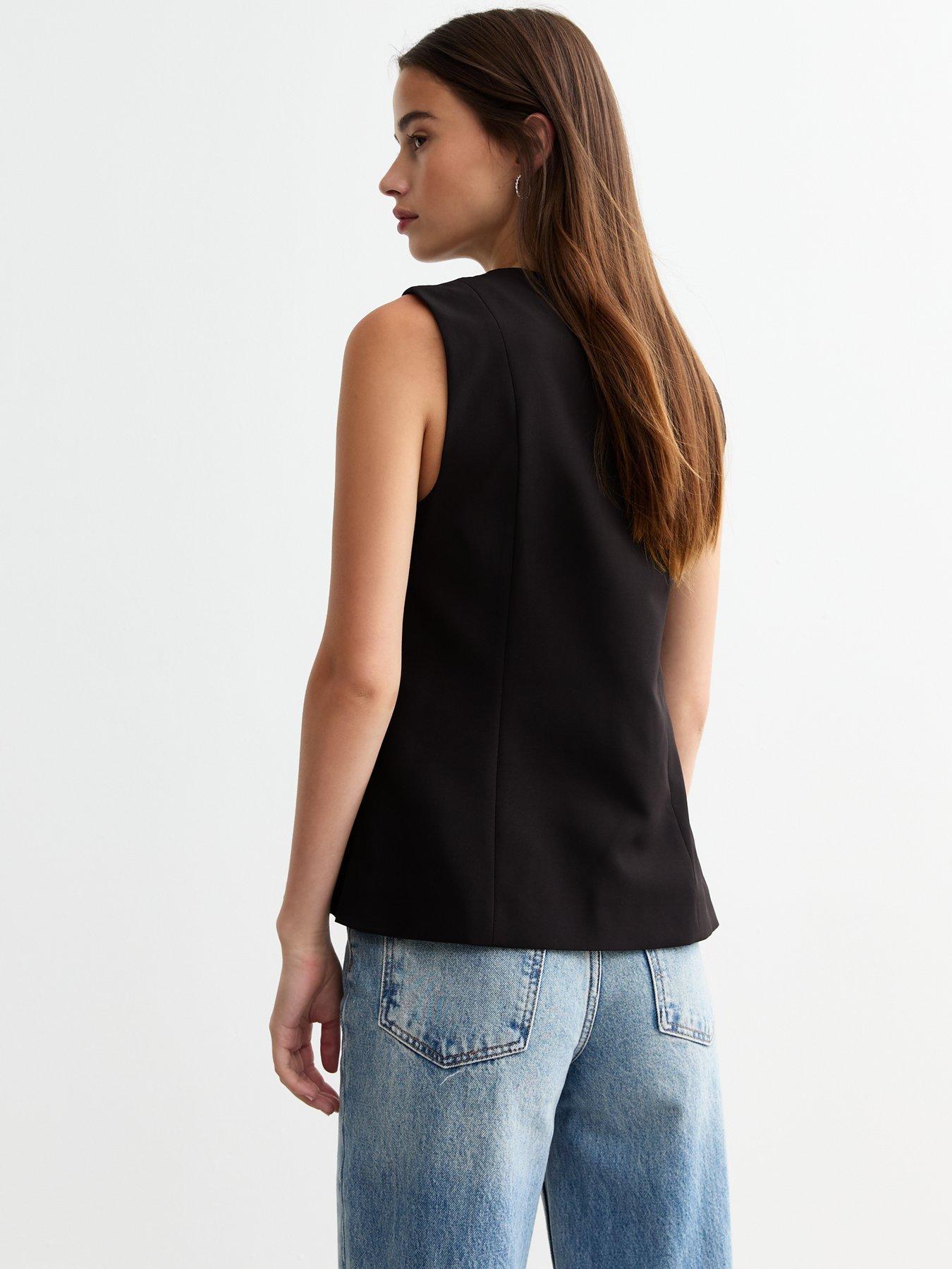 new-look-black-crepe-longline-waistcoatstillFront