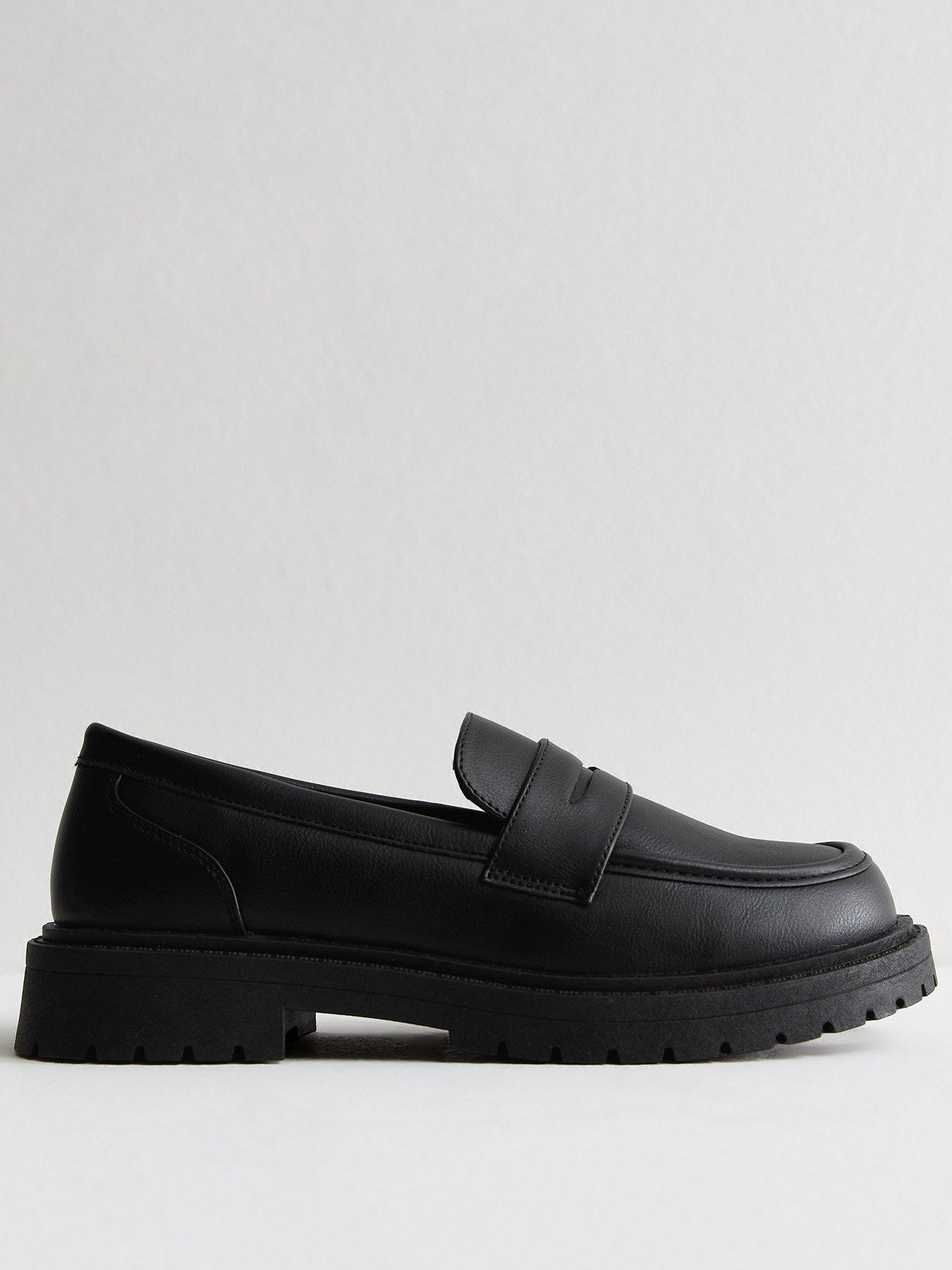 new-look-black-chunky-leather-look-loafers