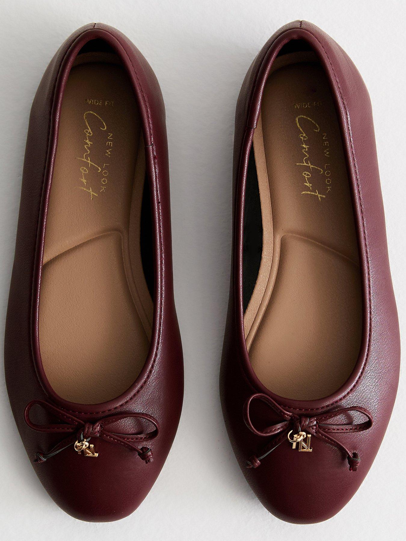 new-look-wide-fit-burgundy-bow-detail-ballet-pumpsoutfit