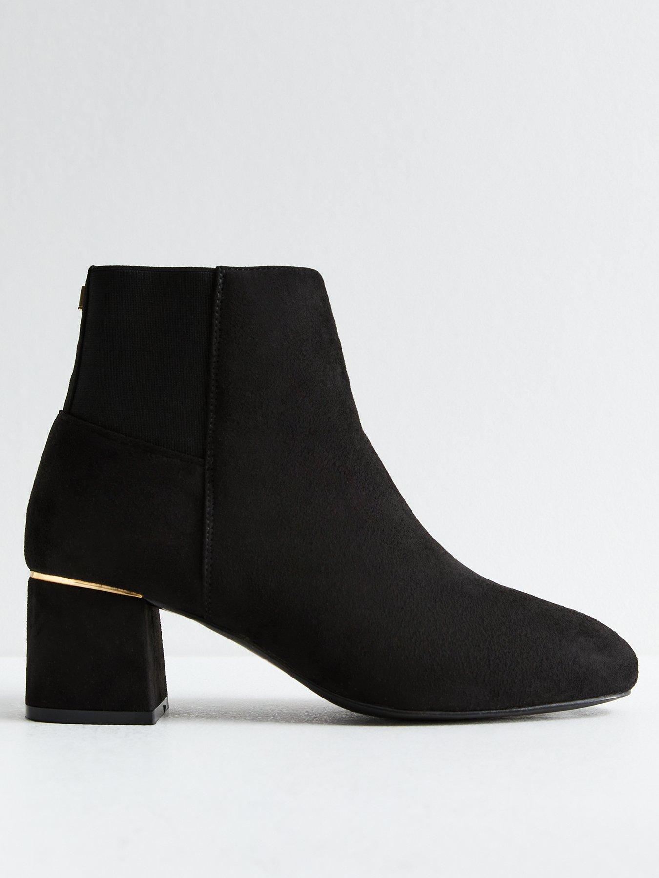 Wide Fit Black Suedette Ankle Boots