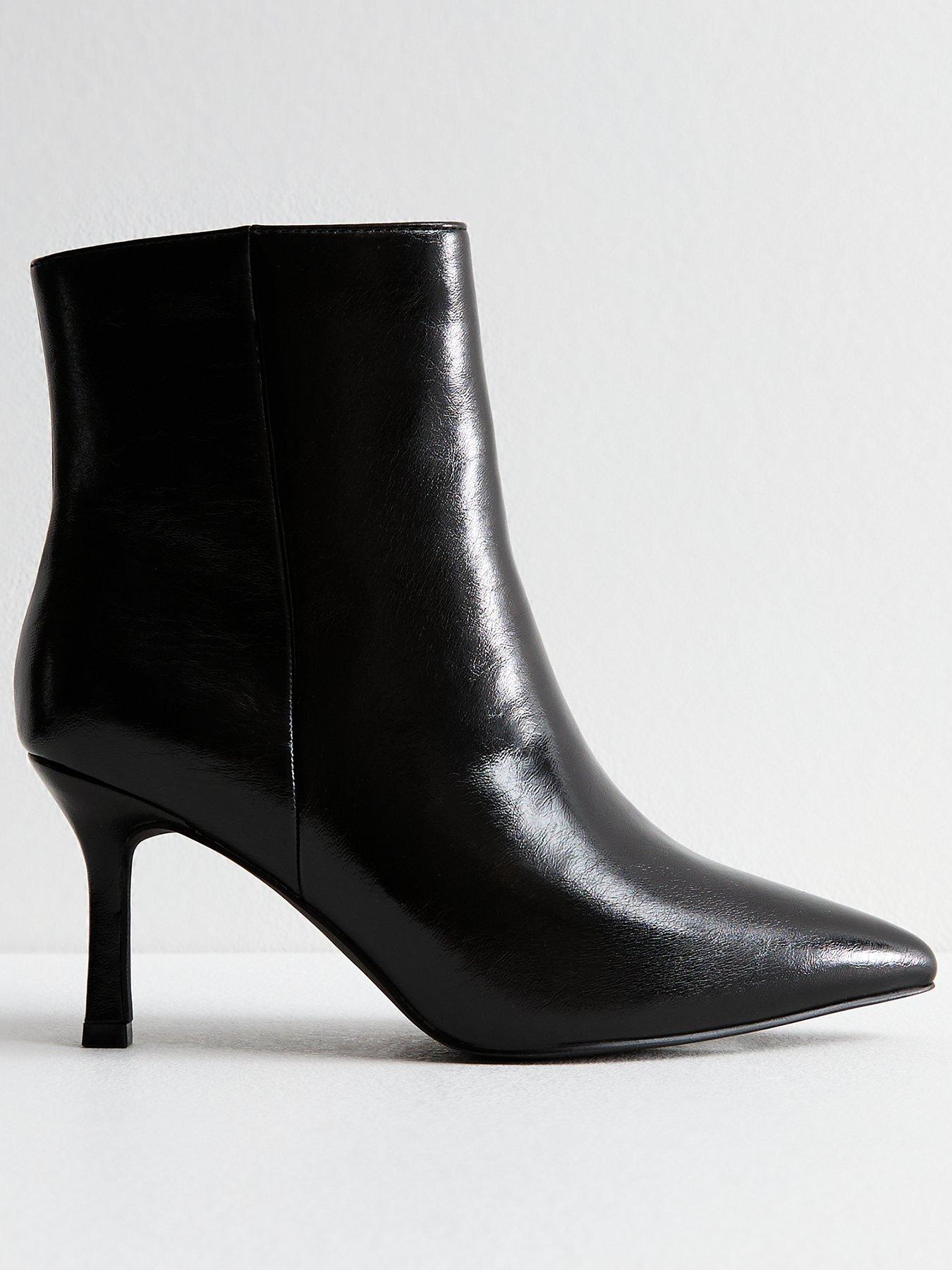 Womens wide fit black ankle boots sales