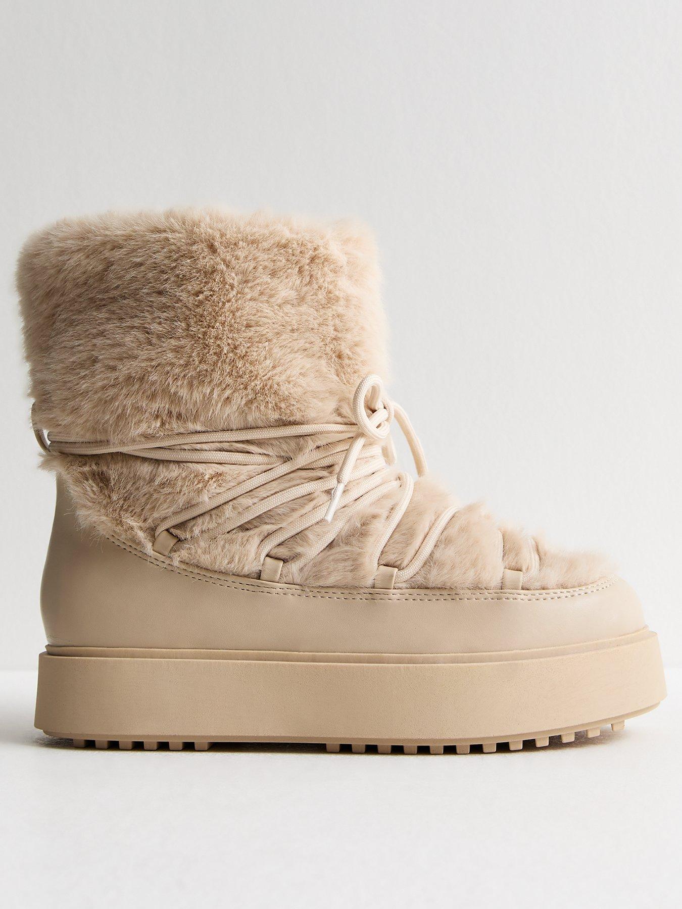 new-look-faux-fur-snow-boots-cream