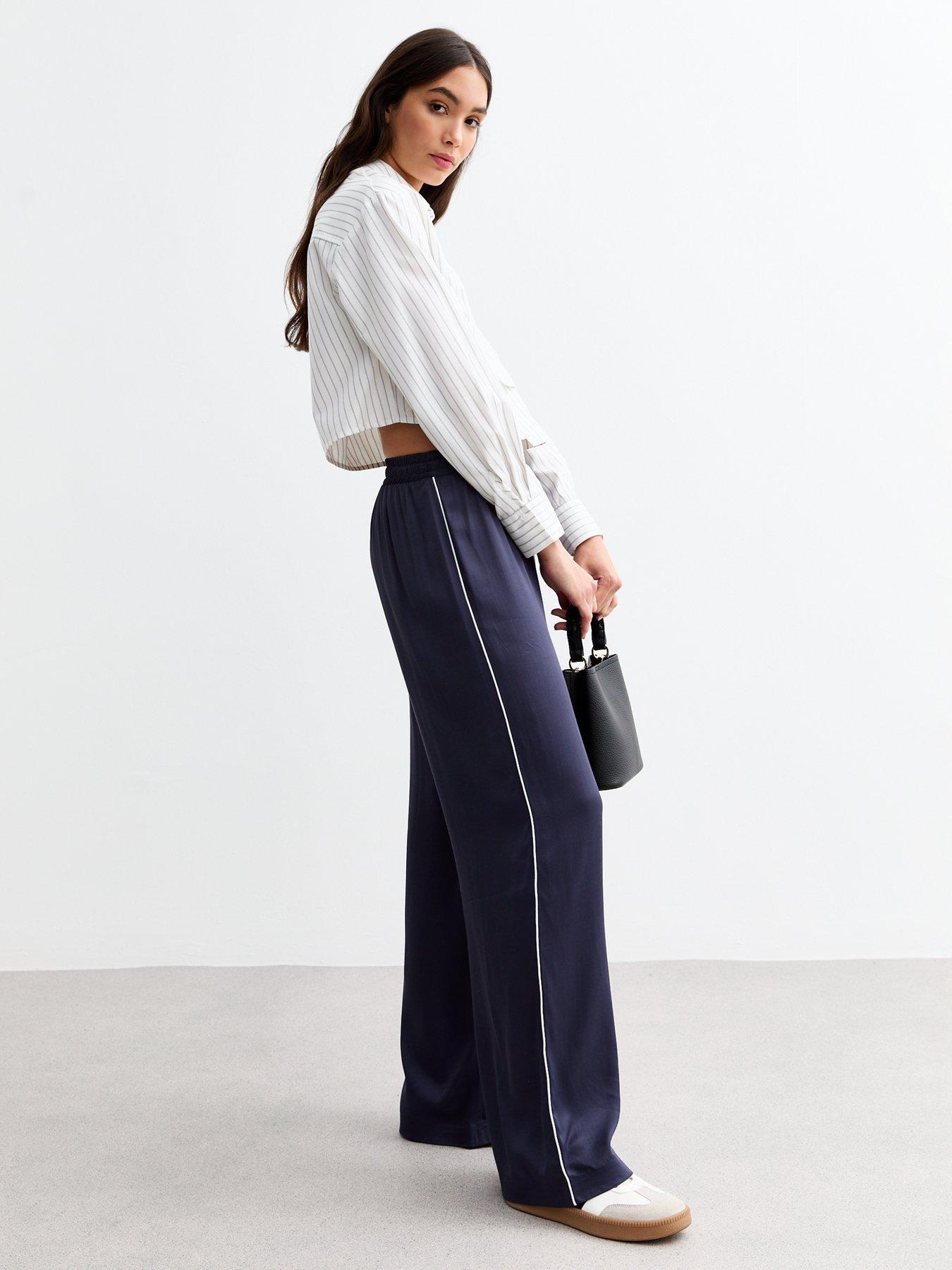 new-look-side-stripe-satin-wide-leg-trousers-navydetail