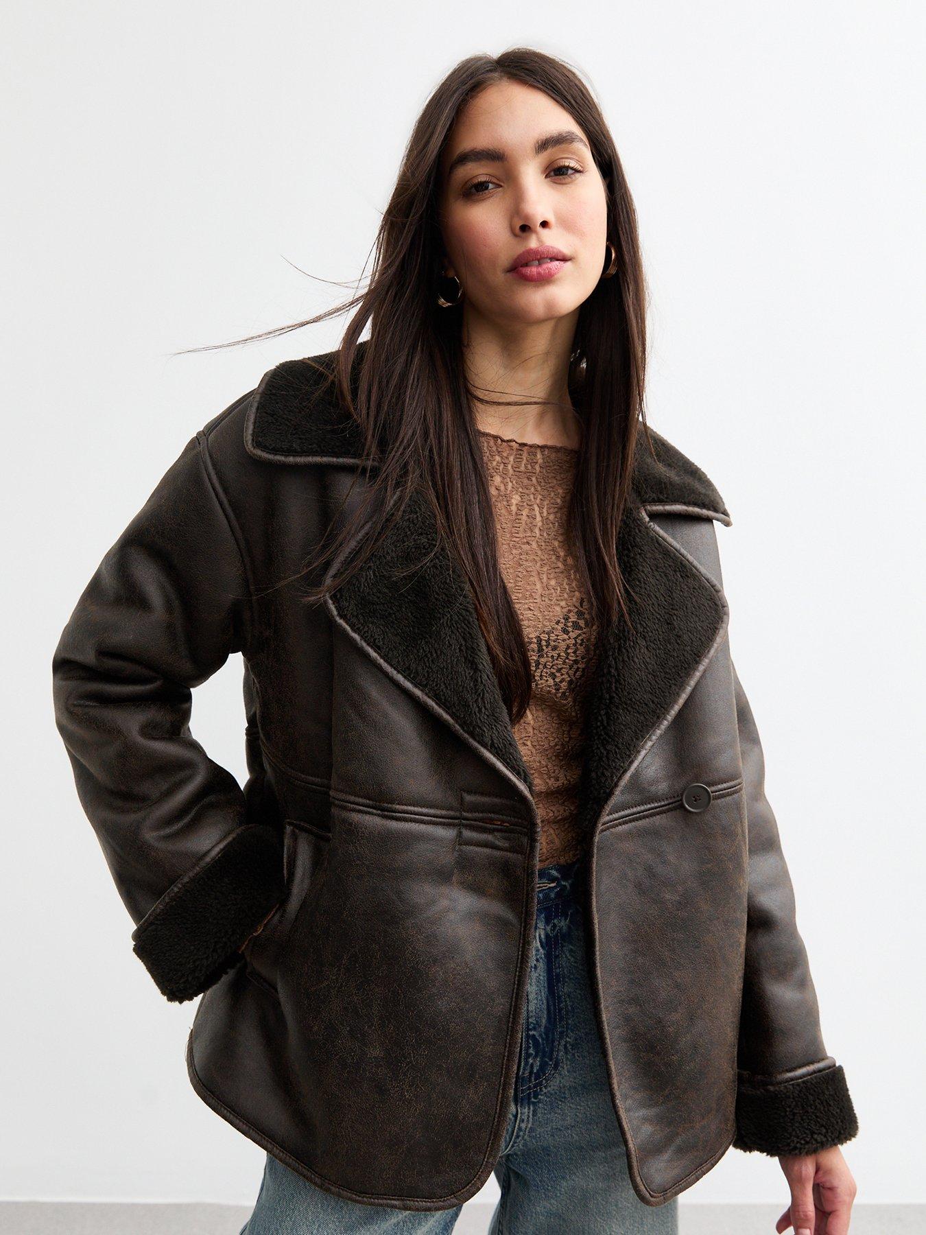 new-look-brown-faux-shearling-jacket