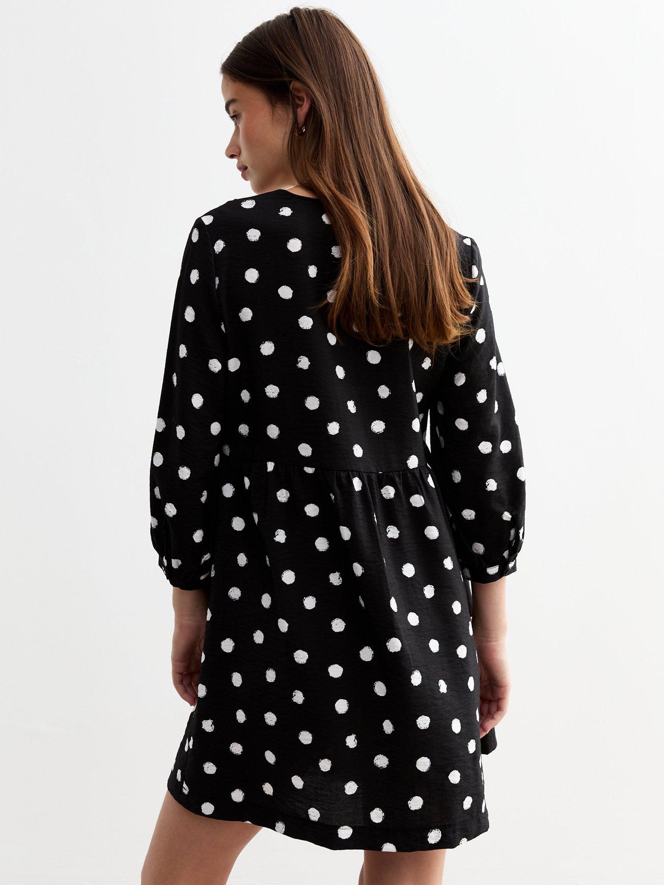 new-look-black-polka-dot-mini-smock-dress-printstillFront