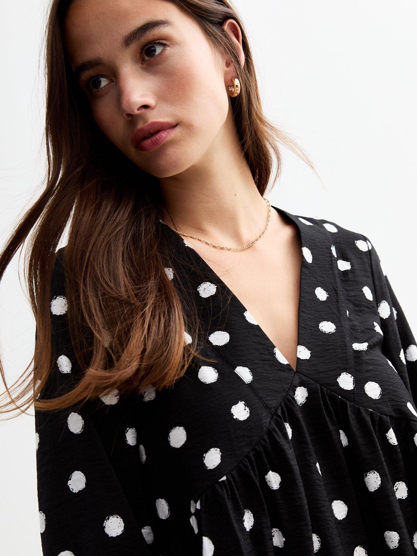 new-look-black-polka-dot-mini-smock-dress-printoutfit