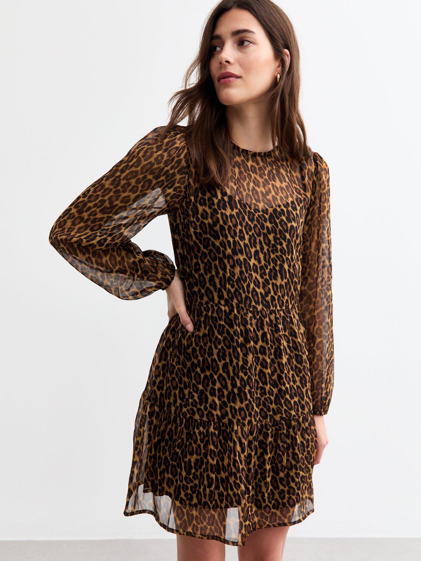 new-look-leopard-chiffon-long-sleeve-mini-dress-print