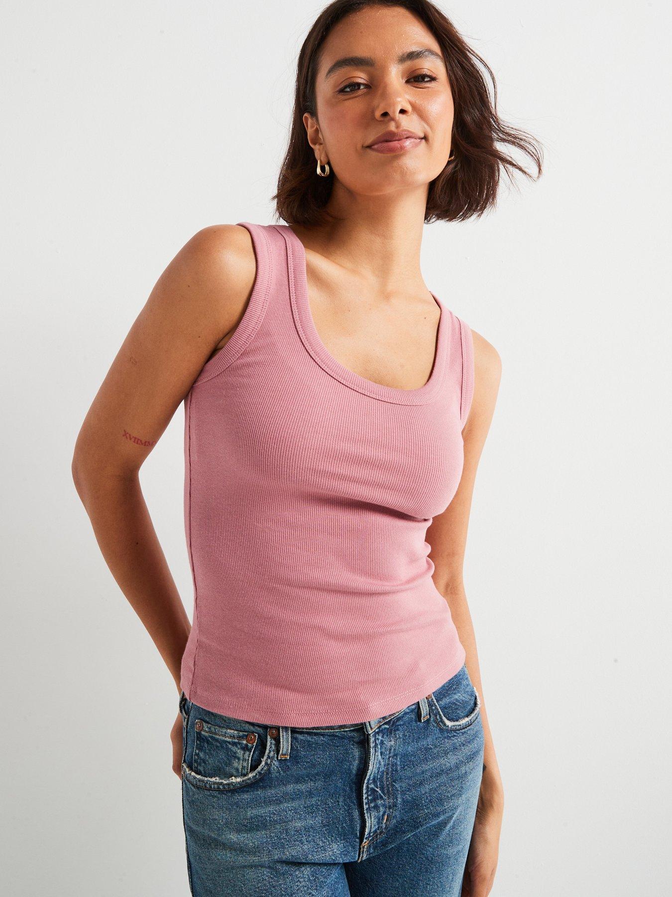 new-look-ribbed-scoop-neck-vest-pink