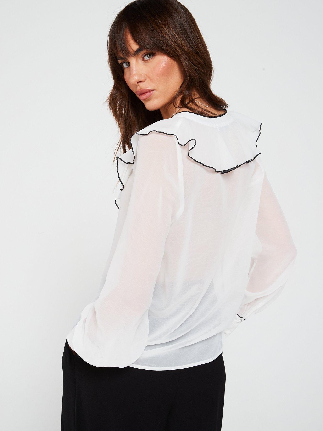 v-by-very-contrast-ruffle-blouse-ivorystillFront